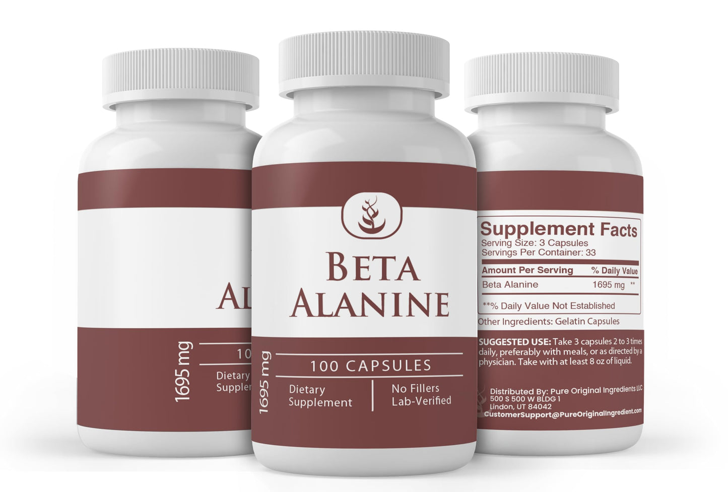 PURE ORIGINAL INGREDIENTS Beta Alanine Capsules 100