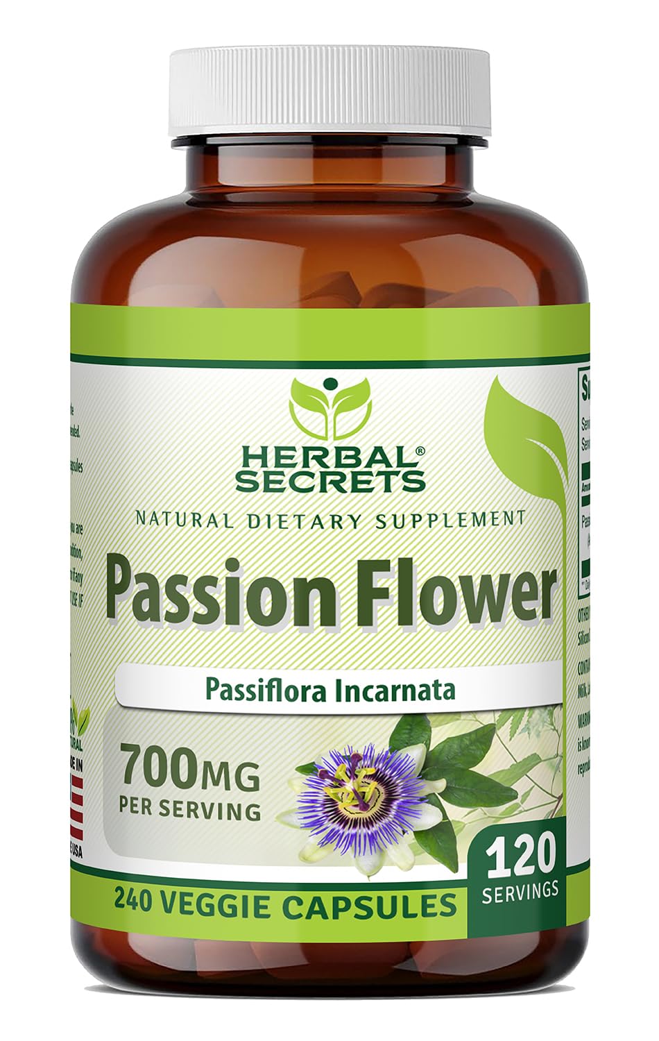 Herbal Secrets Passion Flower 700 Mg Capsules, 240 Count