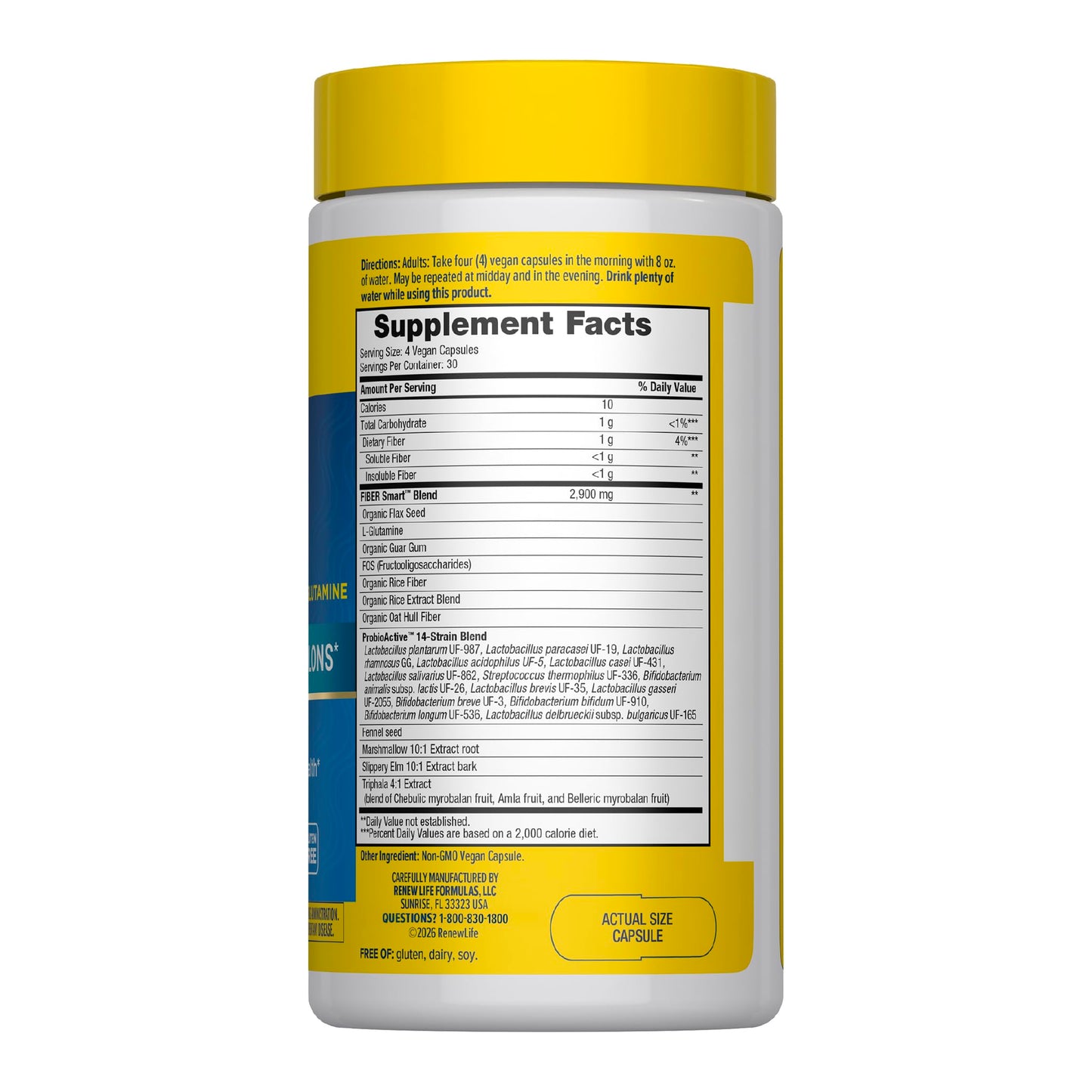 Renew Life Adult Fiber Supplement - Fiber Smart - Dietary Fiber - Gluten & Soy Free, 120 Capsules