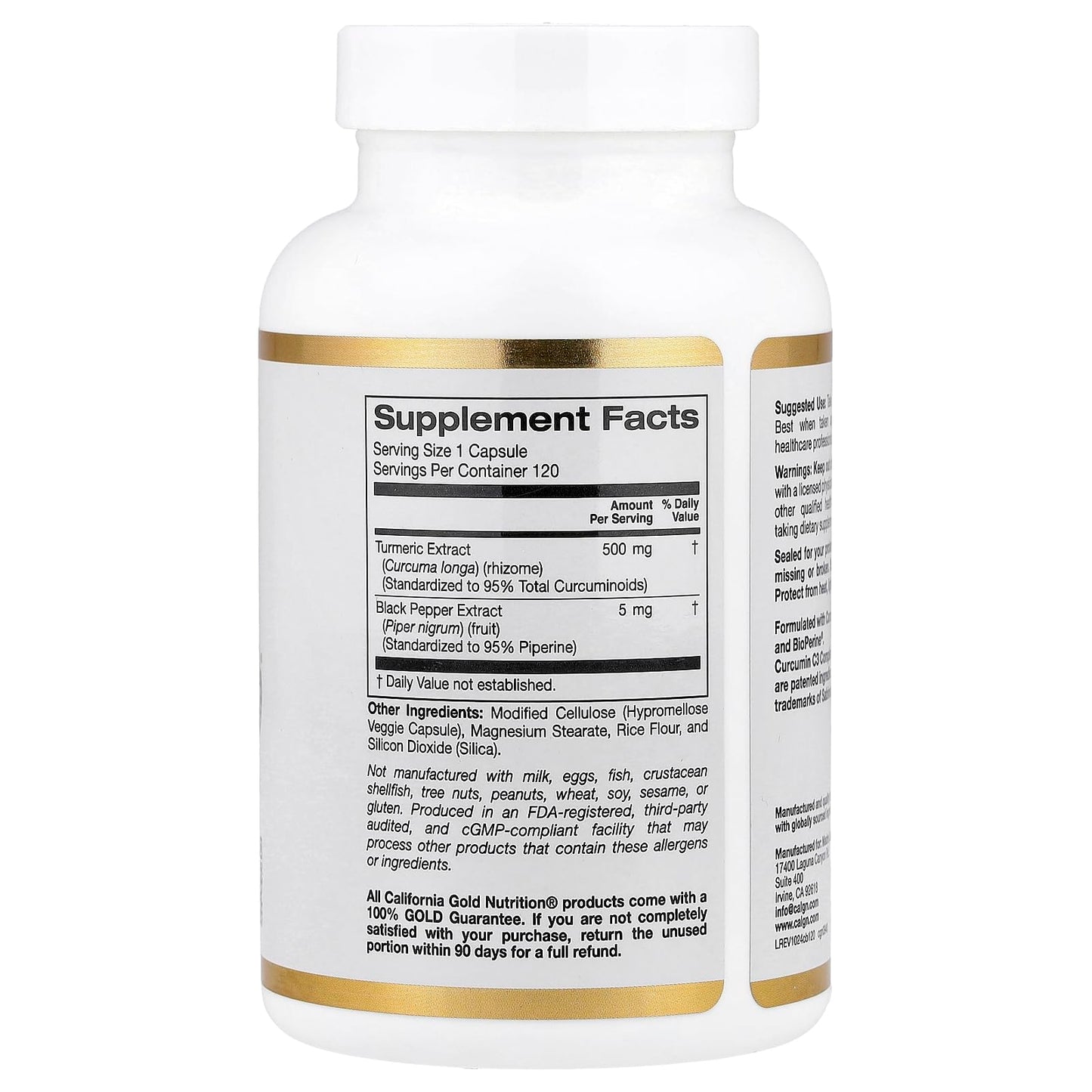 California Gold Nutrition Curcumin C3 Complex from Turmeric Root with Bioperine Black Pepper Extract for High Absorption, 95% Curcuminoids, 500 mg, 120 Veggie Capsules