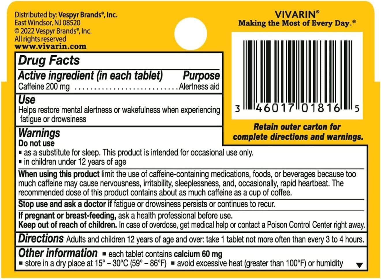 Vivarin Tablets 16 Count