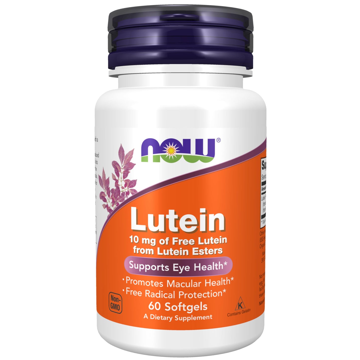 NOW Foods Lutein 10 mg with 10 mg Free Lutein from Lutein Esters Softgels, 60 Softgels
