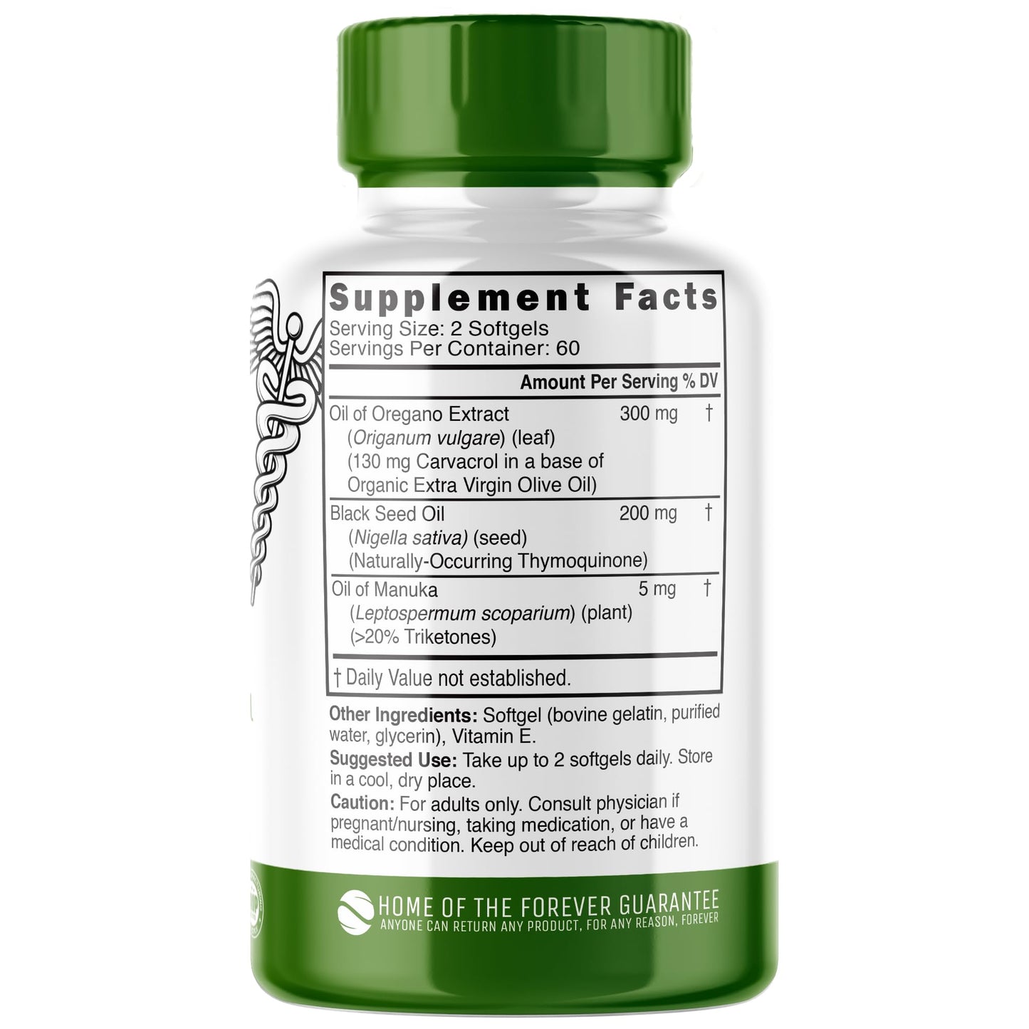 Nutri Oil of Oregano with Black Seed Oil and Manuka Oil Softgels, 120 Softgels