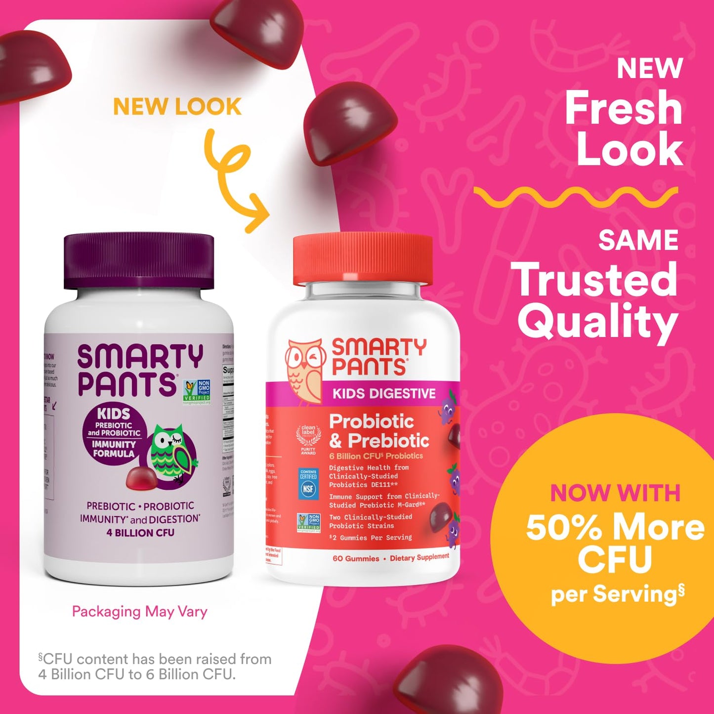 SmartyPants Kids Probiotic & Prebiotic Gummies for Digestive Health, 60 Count