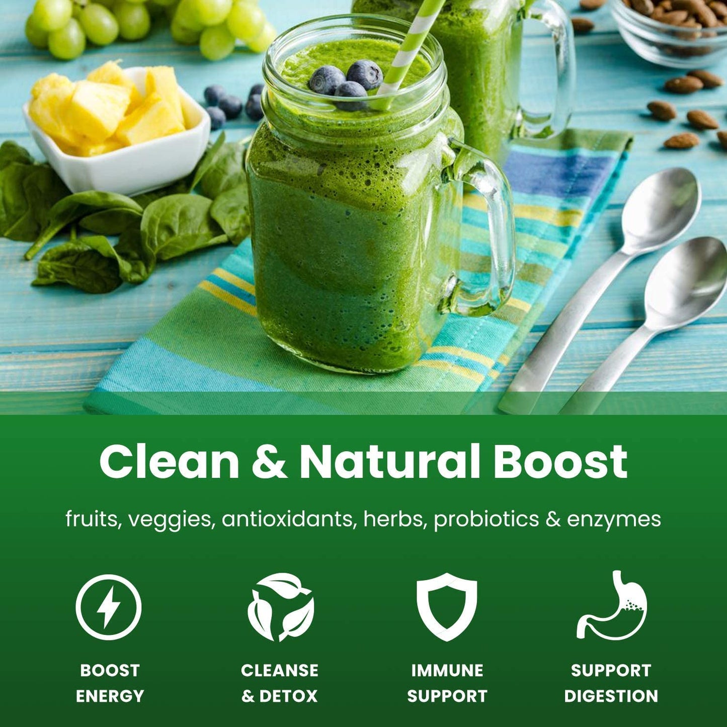 NutraChamps Super Greens Powder and Super Greens Antioxidant Powder Bundle, 2 Pack