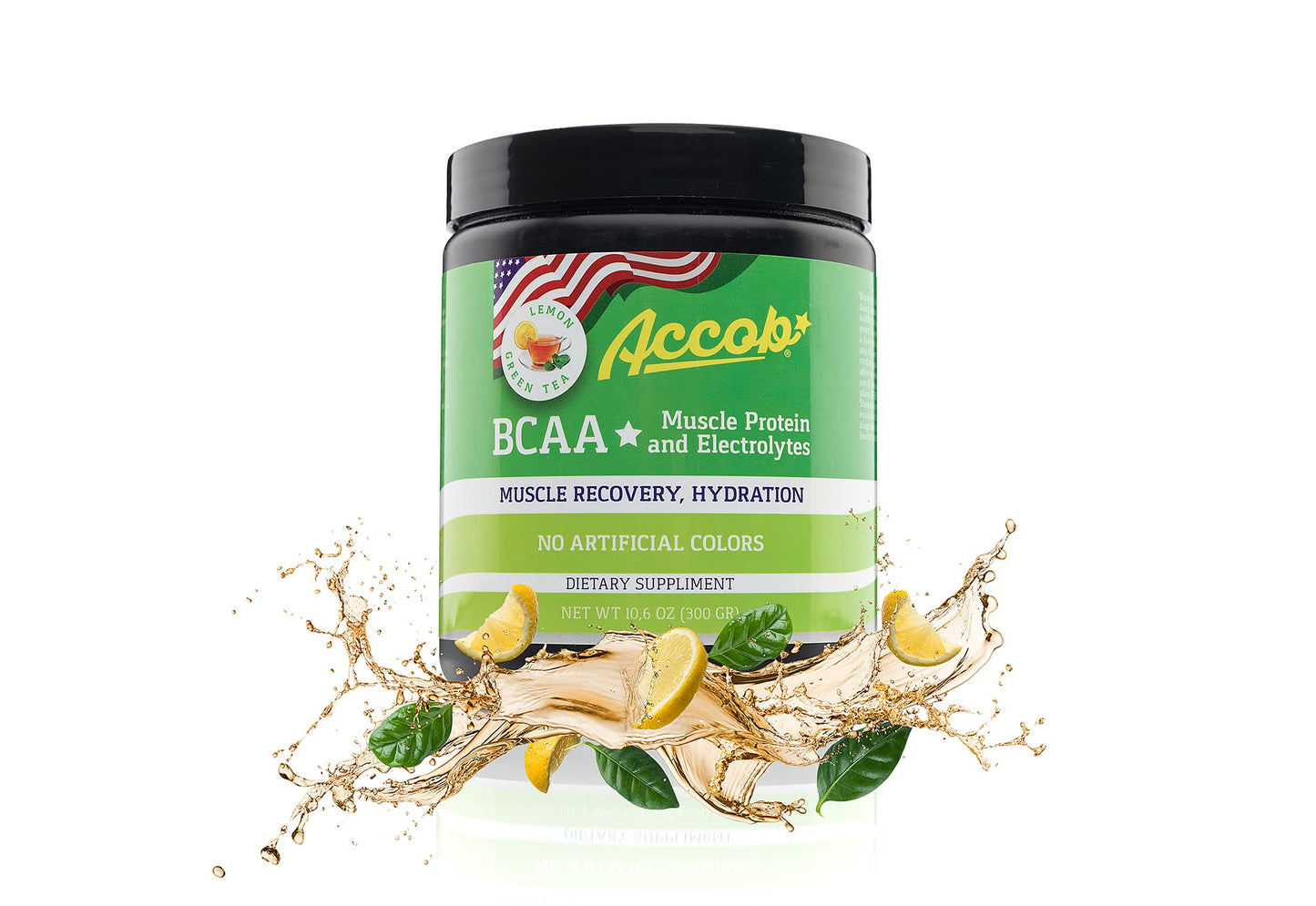 ACCOB BCAA Powder Lemon Green Tea, 1 Ounce
