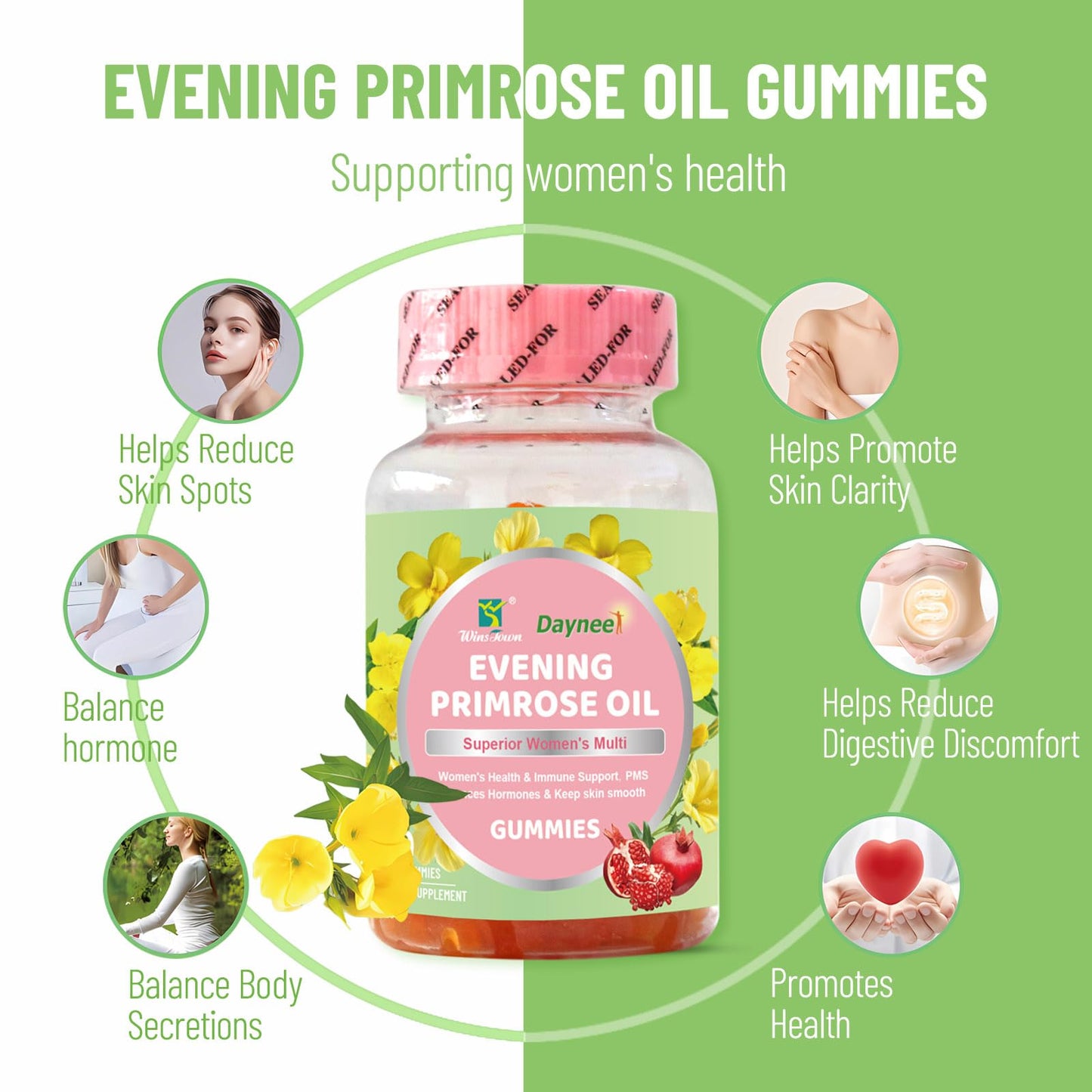 Wins Town Evening Primrose Oil Gummies for Women, 60 Count