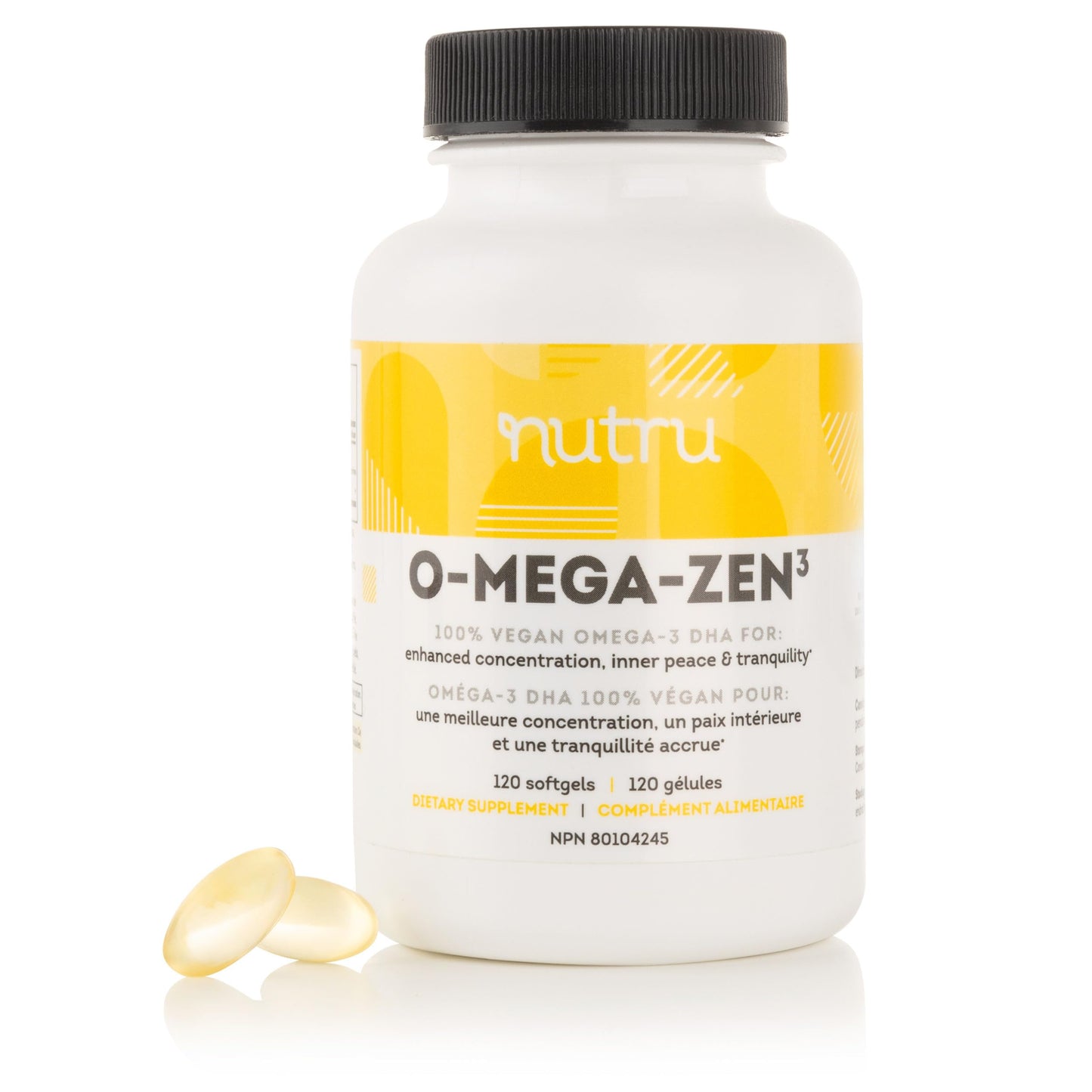 Nutru O-Mega-Zen3 Vegan Omega-3 DHA Supplement Softgels 120 Count