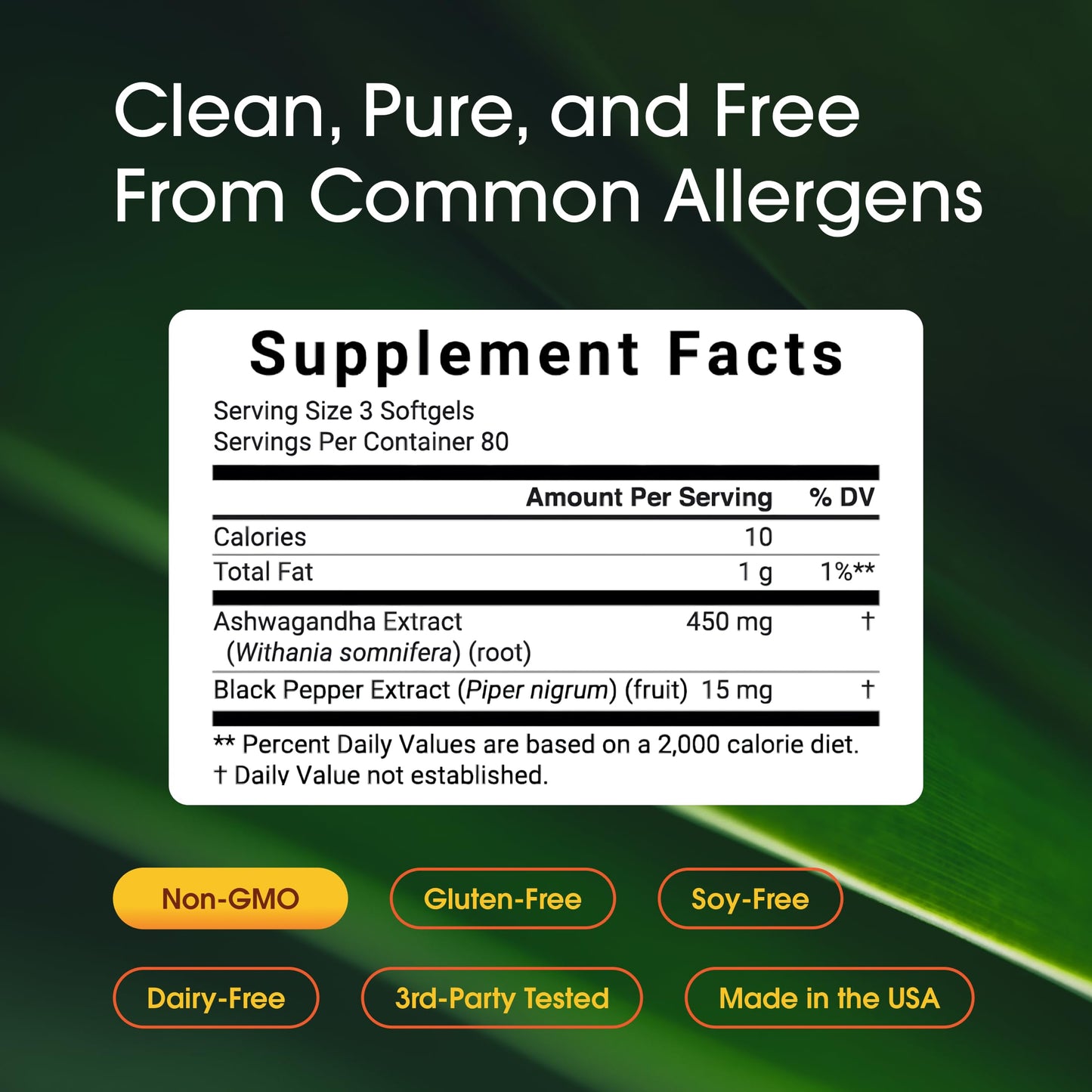 NatureBell Ashwagandha with Black Pepper Extract Softgel 1 Count