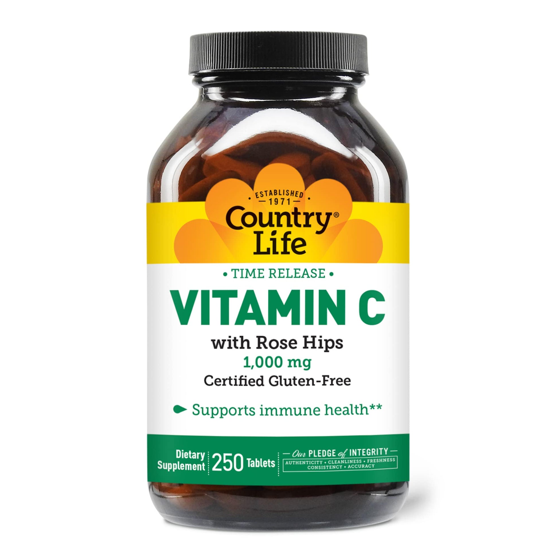 Country Life Time Release Vitamin C with Rose Hips 250 Tablets
