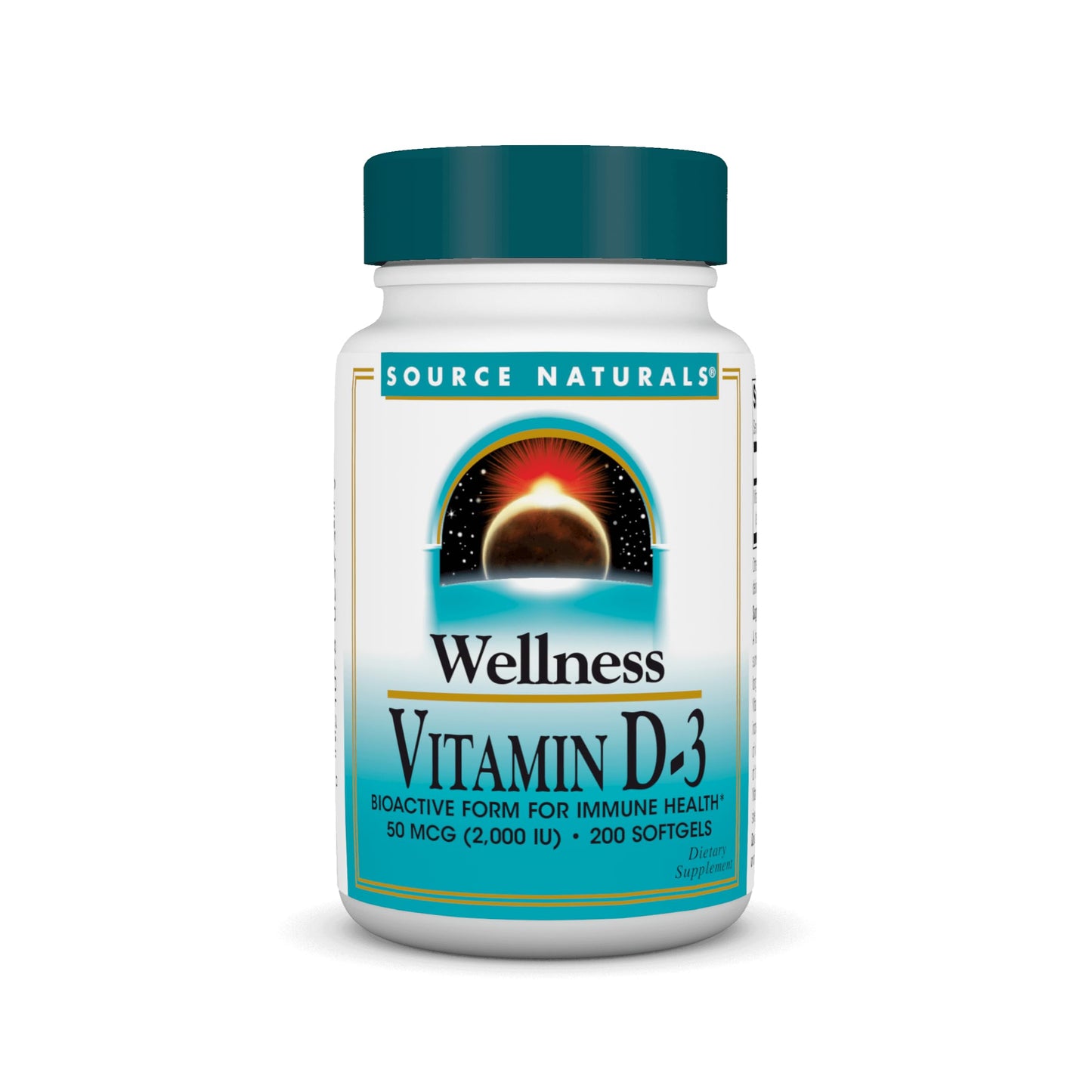 Source Naturals Wellness Vitamin D-3 2000 iu Bioactive Form for Immune Health, 200 Softgels