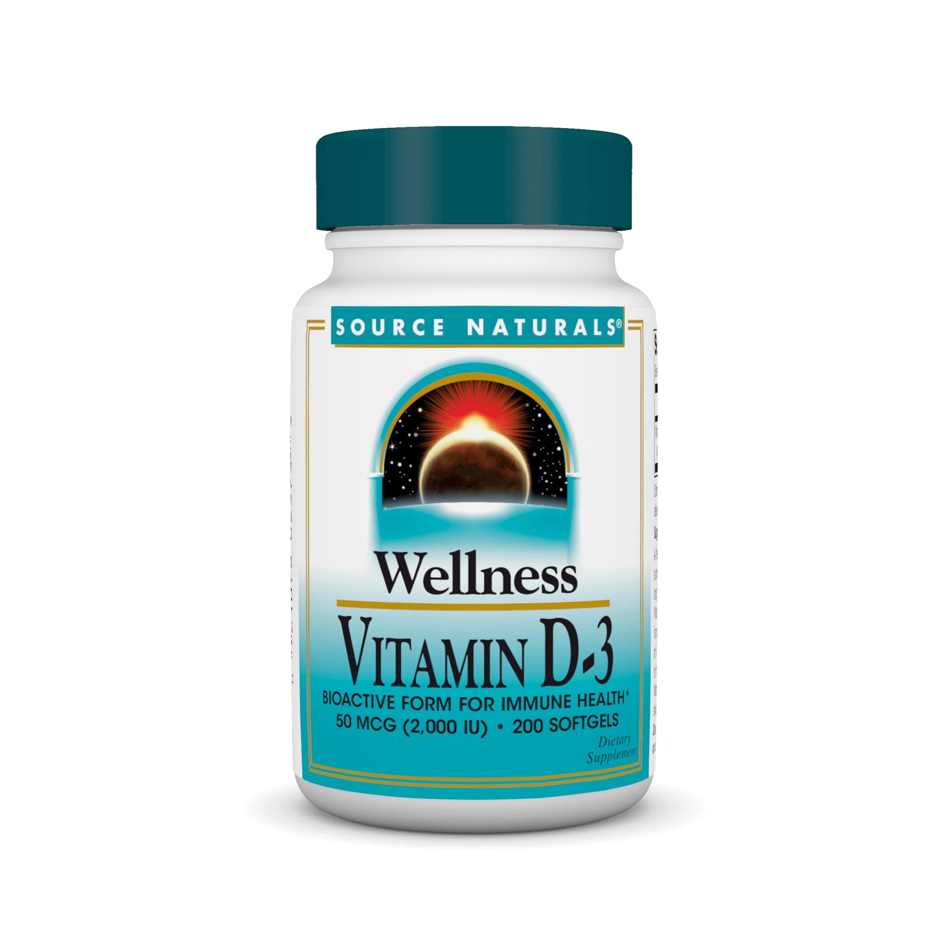 Source Naturals Wellness Vitamin D-3 2000 iu Bioactive Form for Immune Health, 200 Softgels
