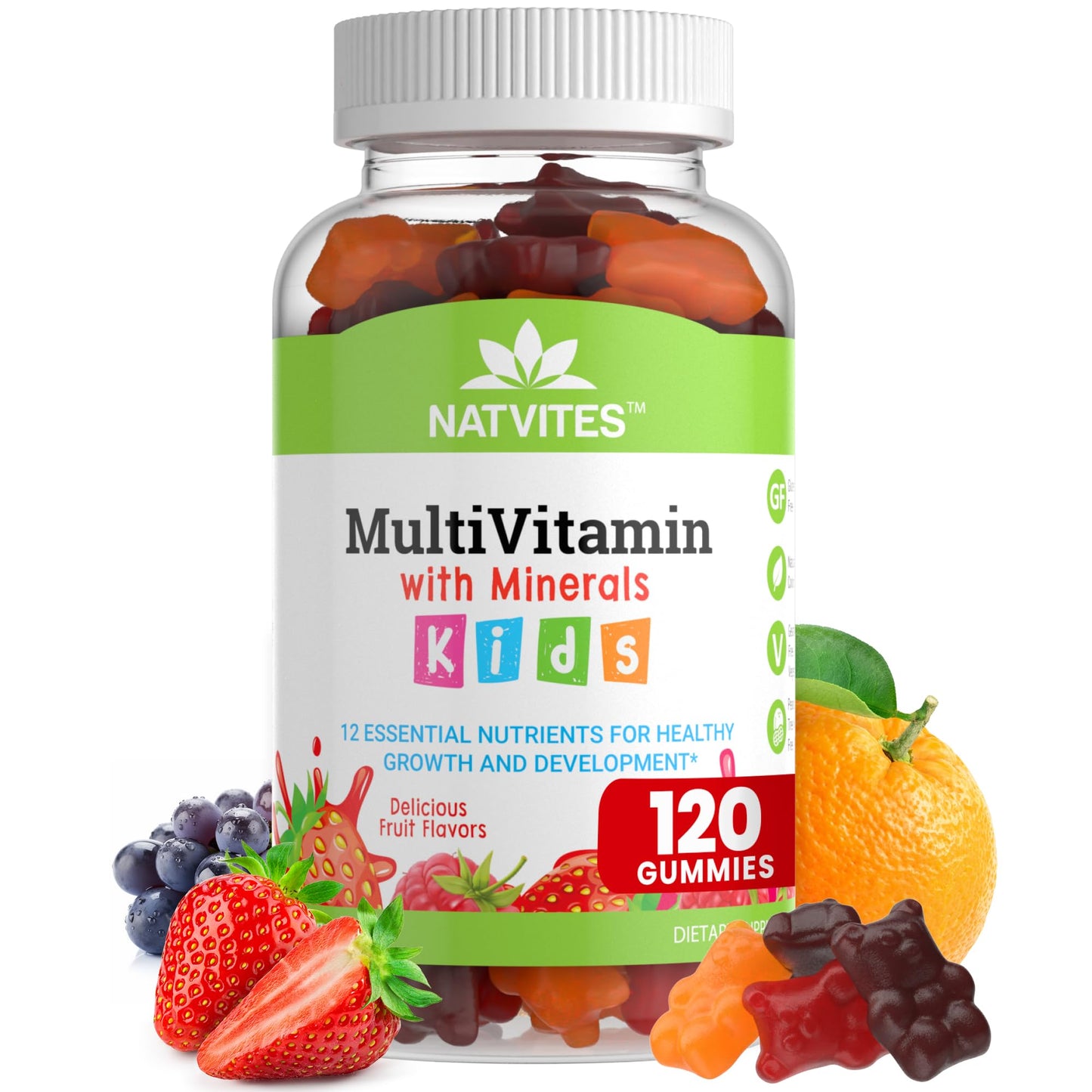 Natvites Complete Kids Multivitamin Gummies, 120 Count