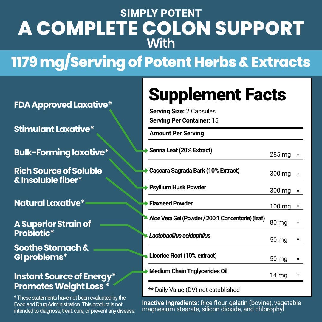 Simply Potent Natural Colon Cleanse Capsule 30 Capsules