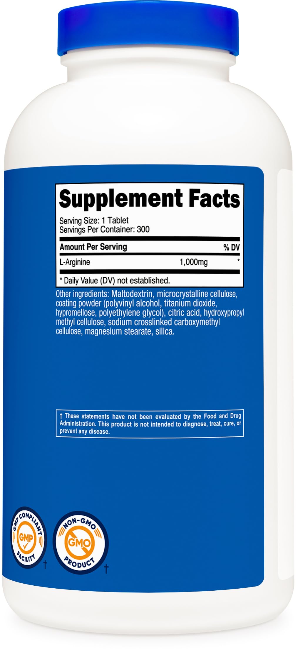 Nutricost L-Arginine 1000mg Tablets, 300 Count