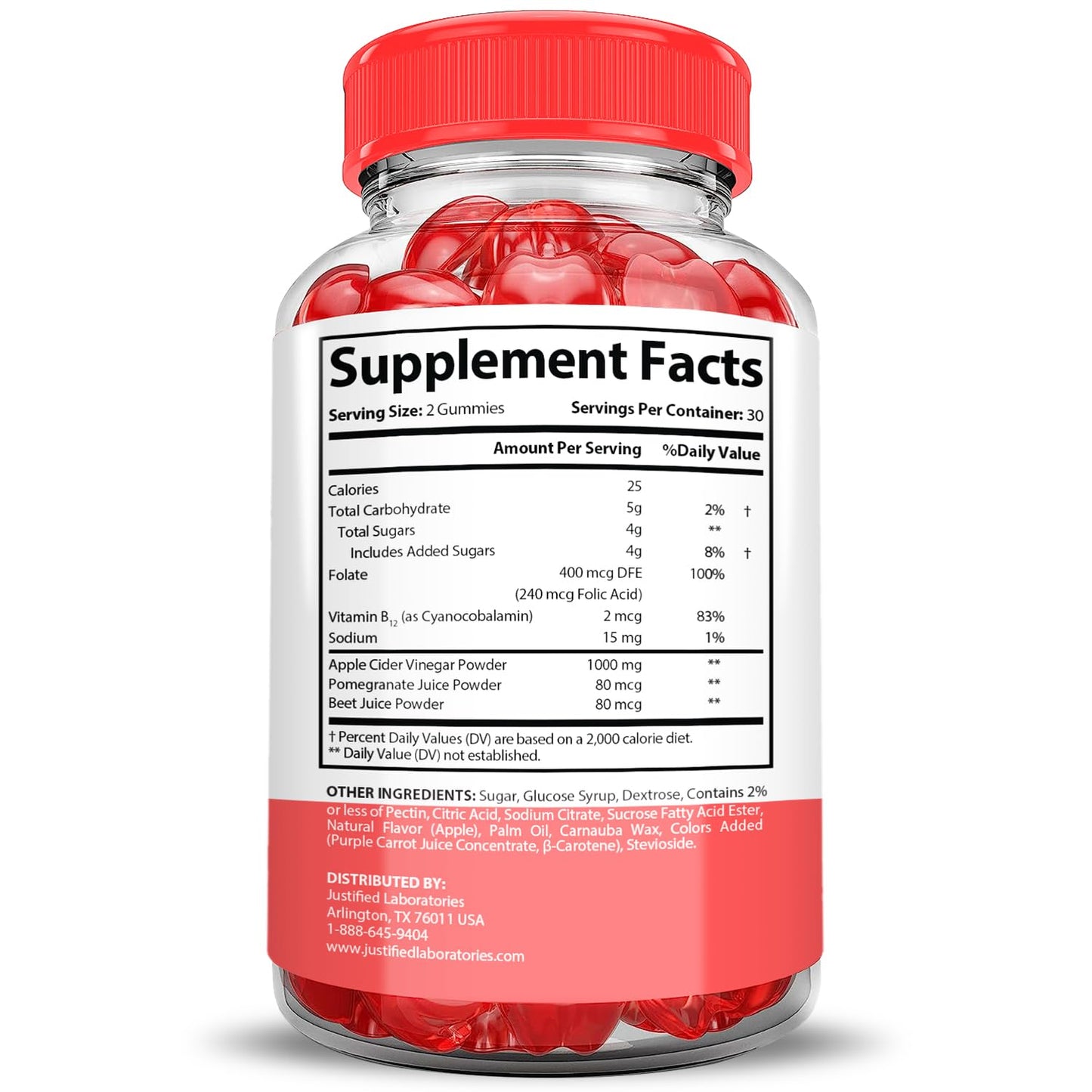 Justified Laboratories Keto Bites Keto ACV Gummies Advanced Formula 1000MG, 300 Gummies