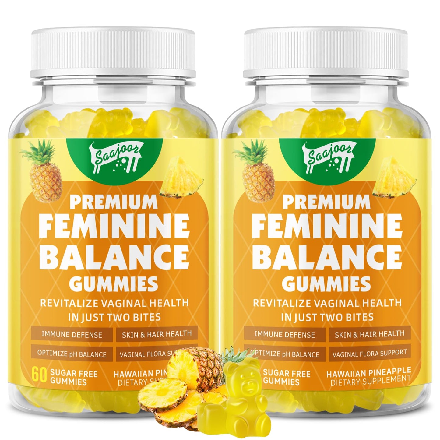 Saajoor Premium Feminine Balance Gummies 120 Count