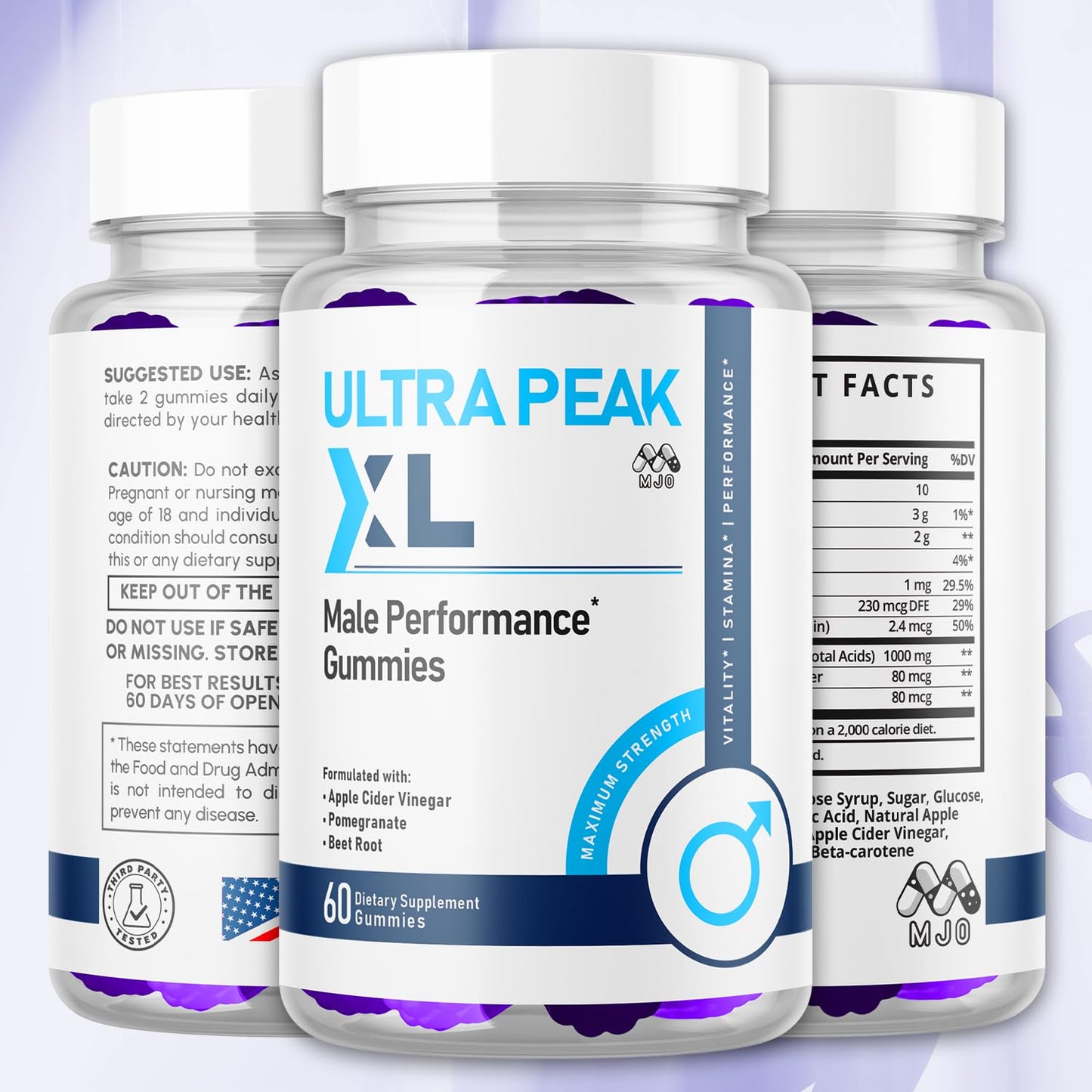 MJO Ultra Peak XL Gummies for Men, 60 Gummies