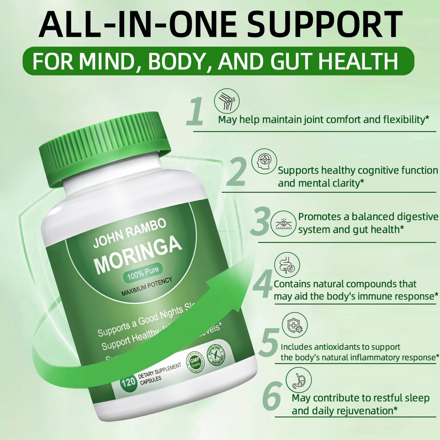 JOHN RAMBO Moringa Powder 1200mg Capsules 120