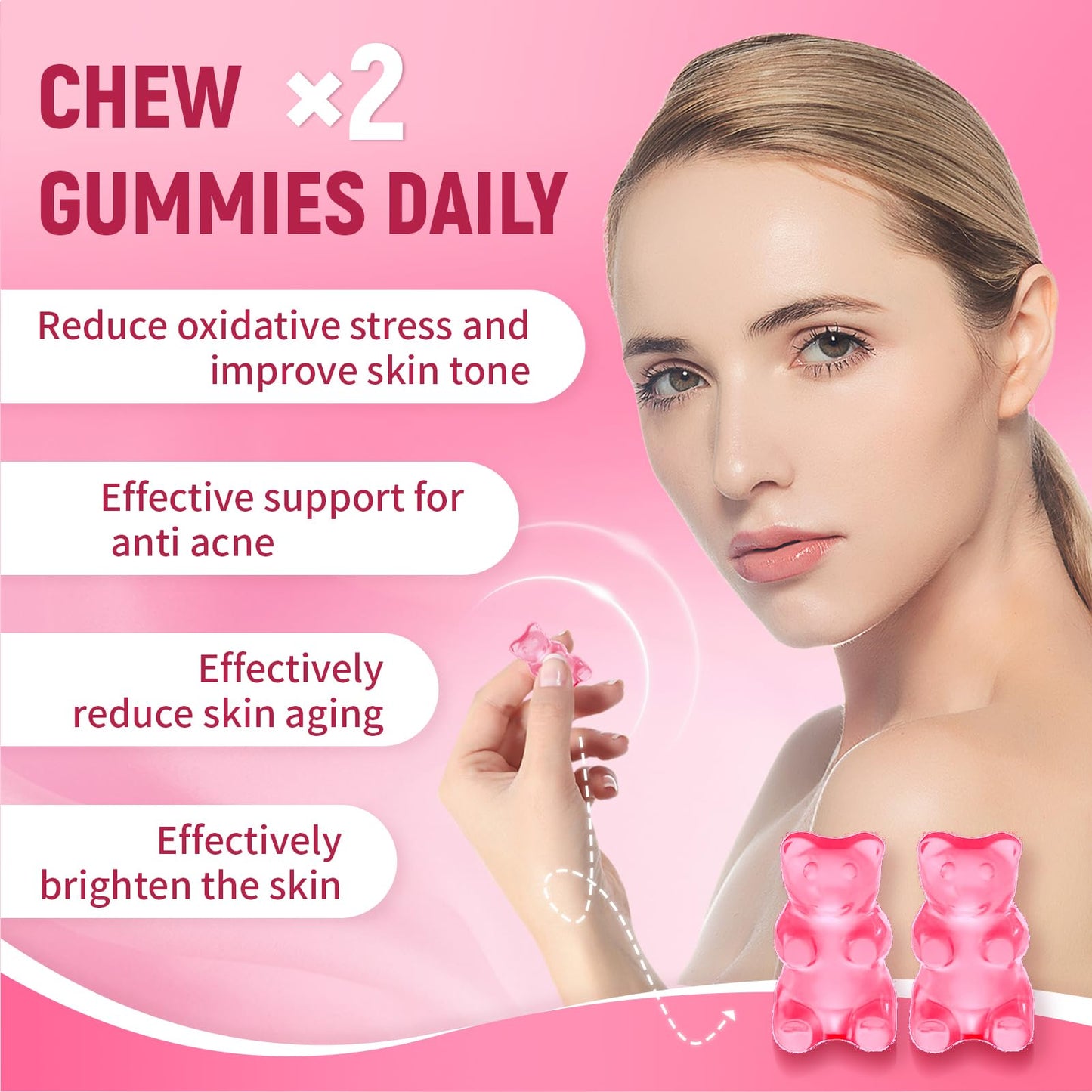 AQILUN Glutathione Collagen Glow Gummies 60 Count