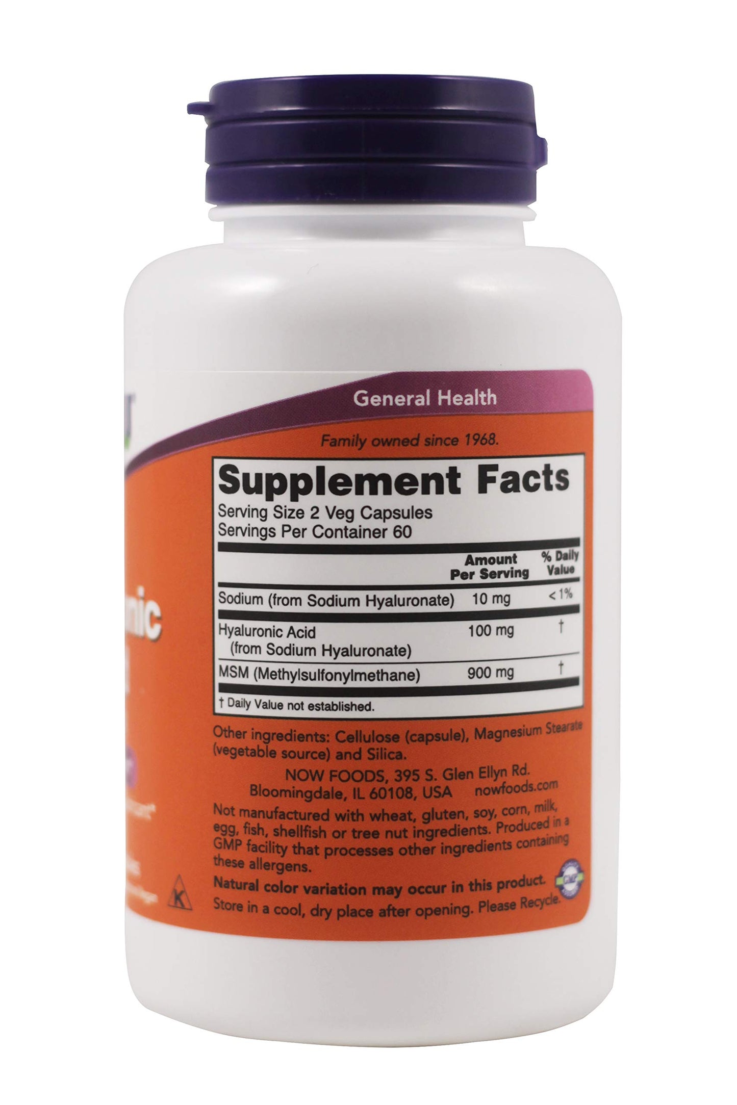 NOW Foods Hyaluronic Acid 50mg Veg Capsules, 120 Count