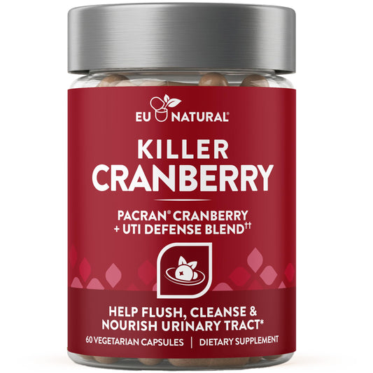 Eu Natural 10-In-1 Killer Cranberry Pills for Women UTI Defense Blend with Pacran Cranberry, 60 Capsules
