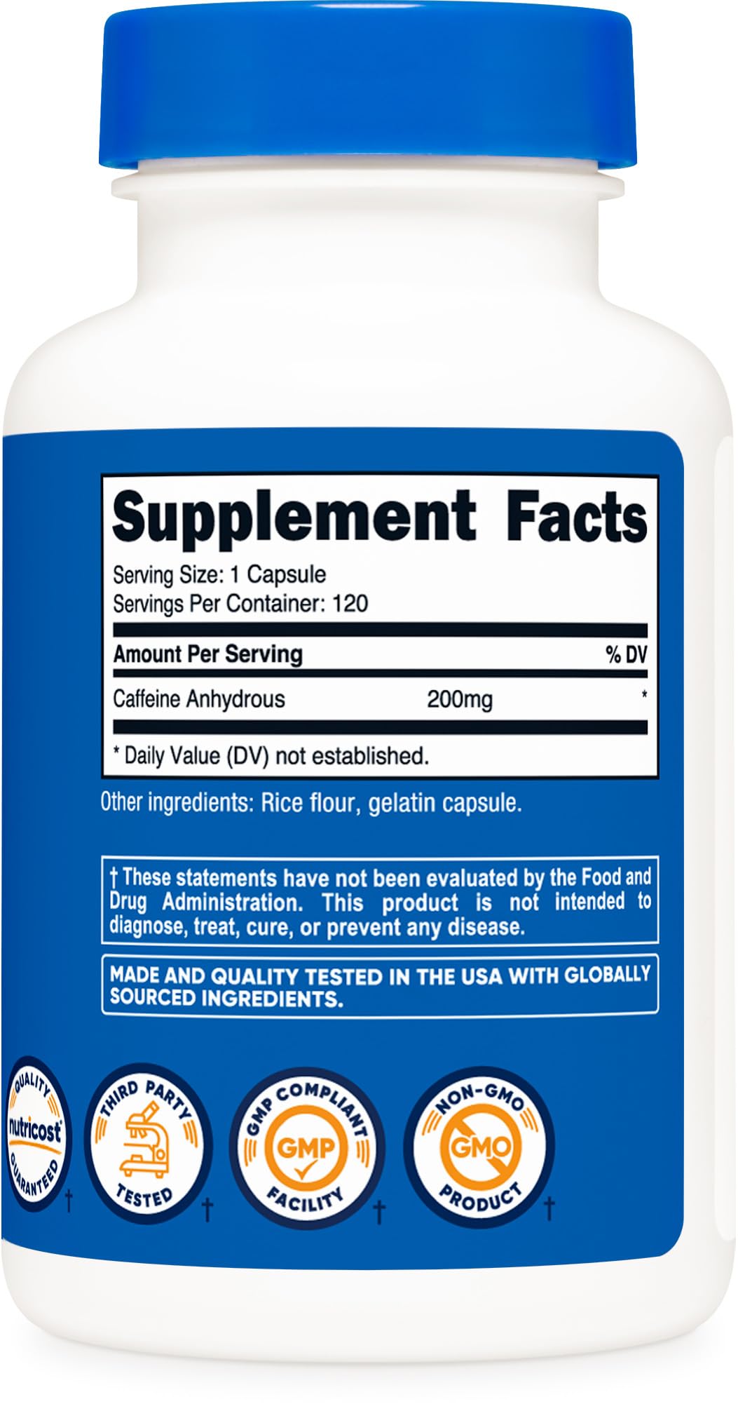 Nutricost Caffeine Pills 200mg Capsules 120 Count