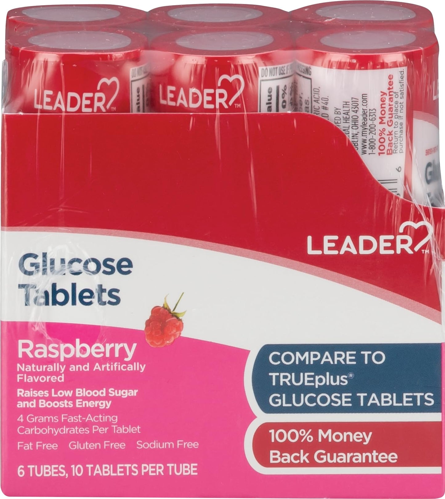 Leader Glucose Tablets Raspberry 10 Count
