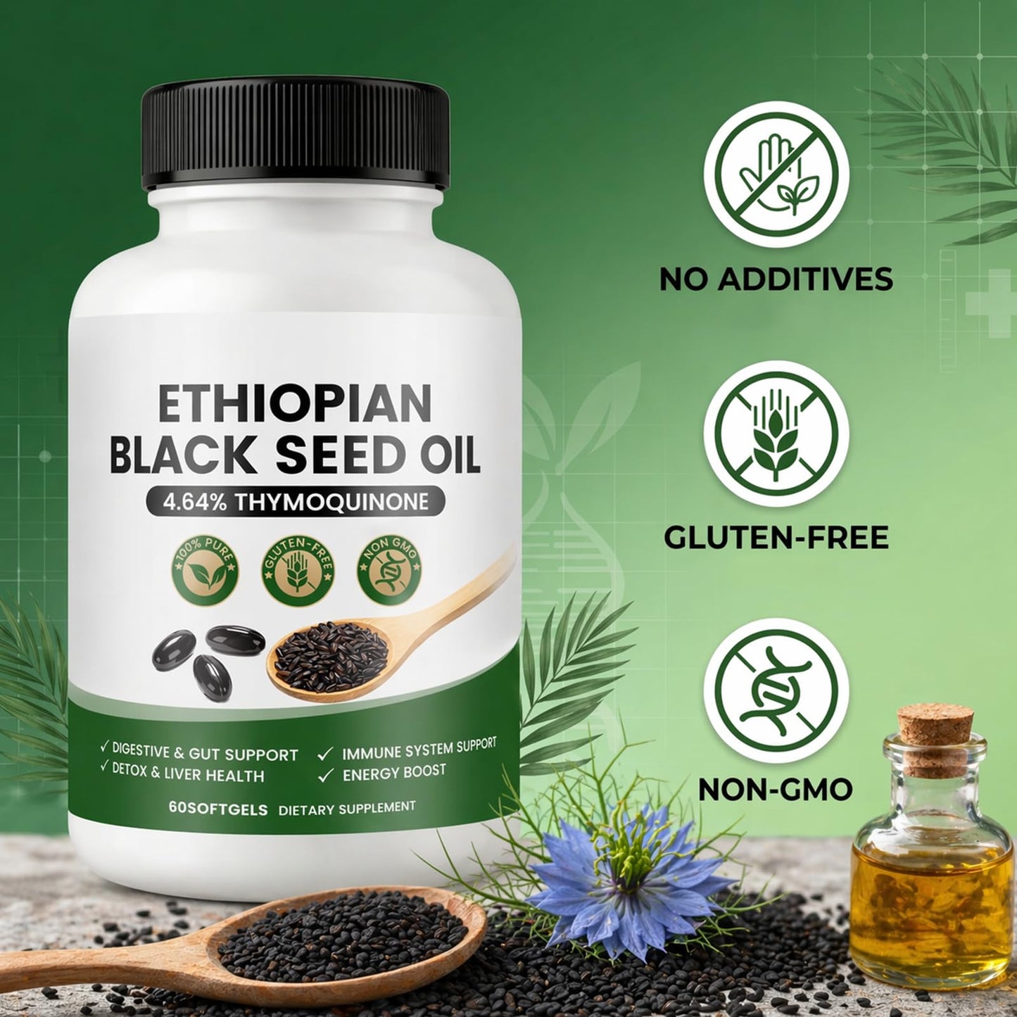 Vlsdoin Ethiopian Black Seed Oil Softgels, 60 Count