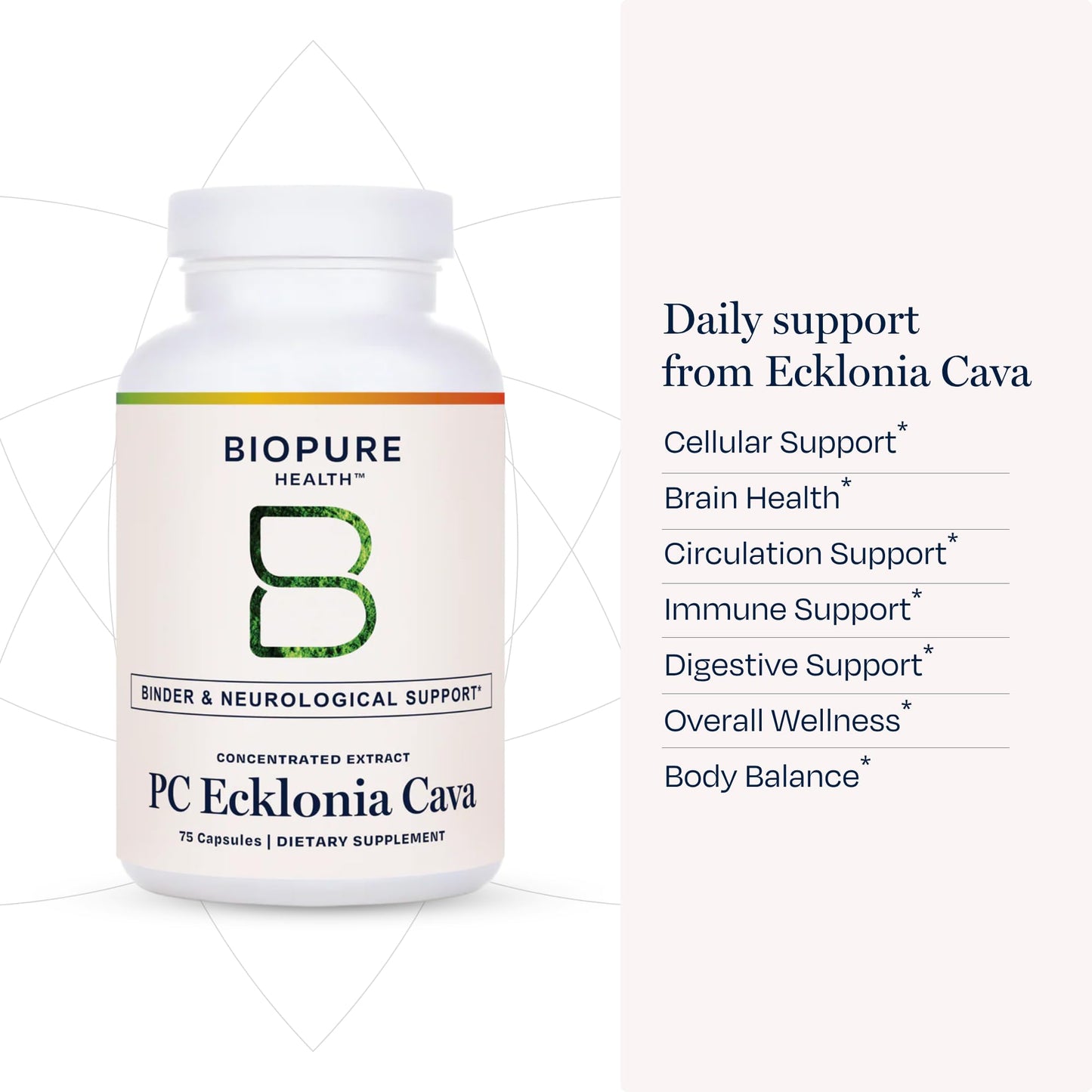 BioPure PC Ecklonia Cava Capsules – Marine Polyphenol Complex from Brown Seaweed, Rich in Phlorotannins, Trace Minerals & Nutrients for Cellular Health, Circulation & Immune Support, 75 Capsules