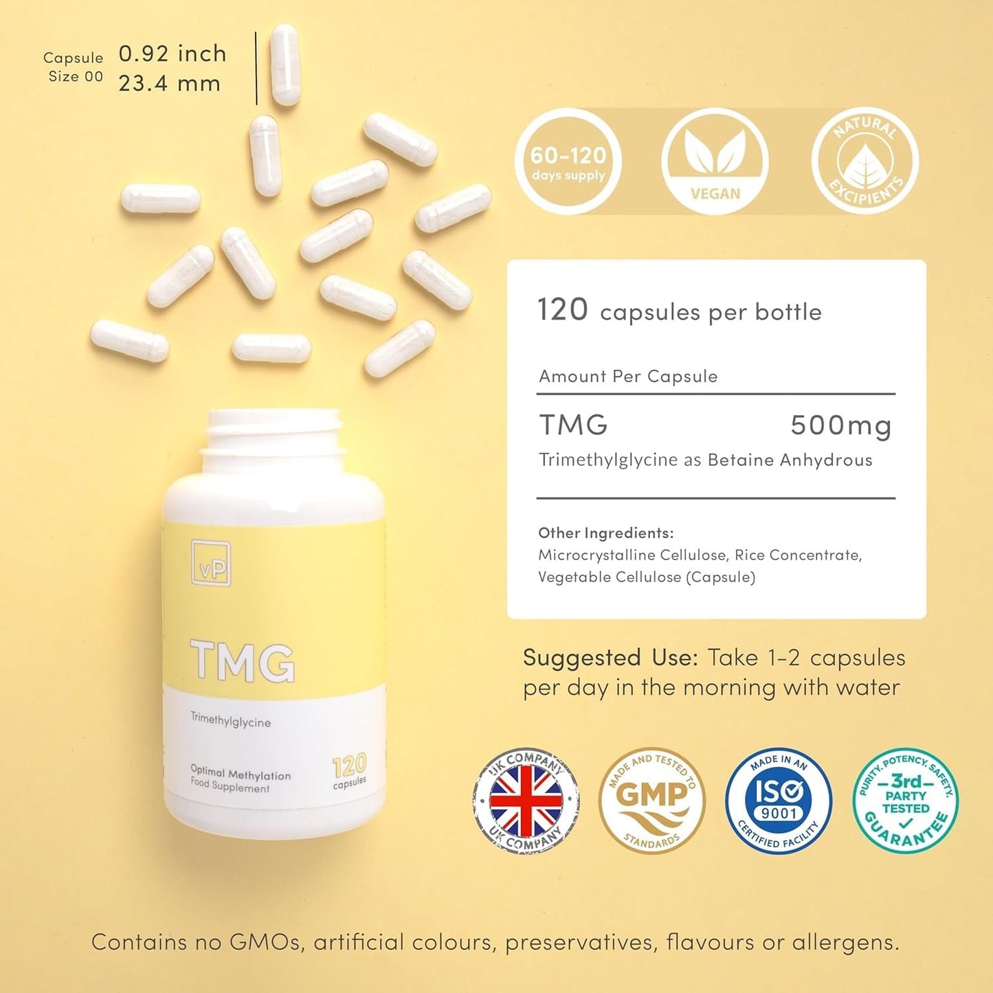 vP Vitality Pro TMG 500mg Capsules, 120 Count