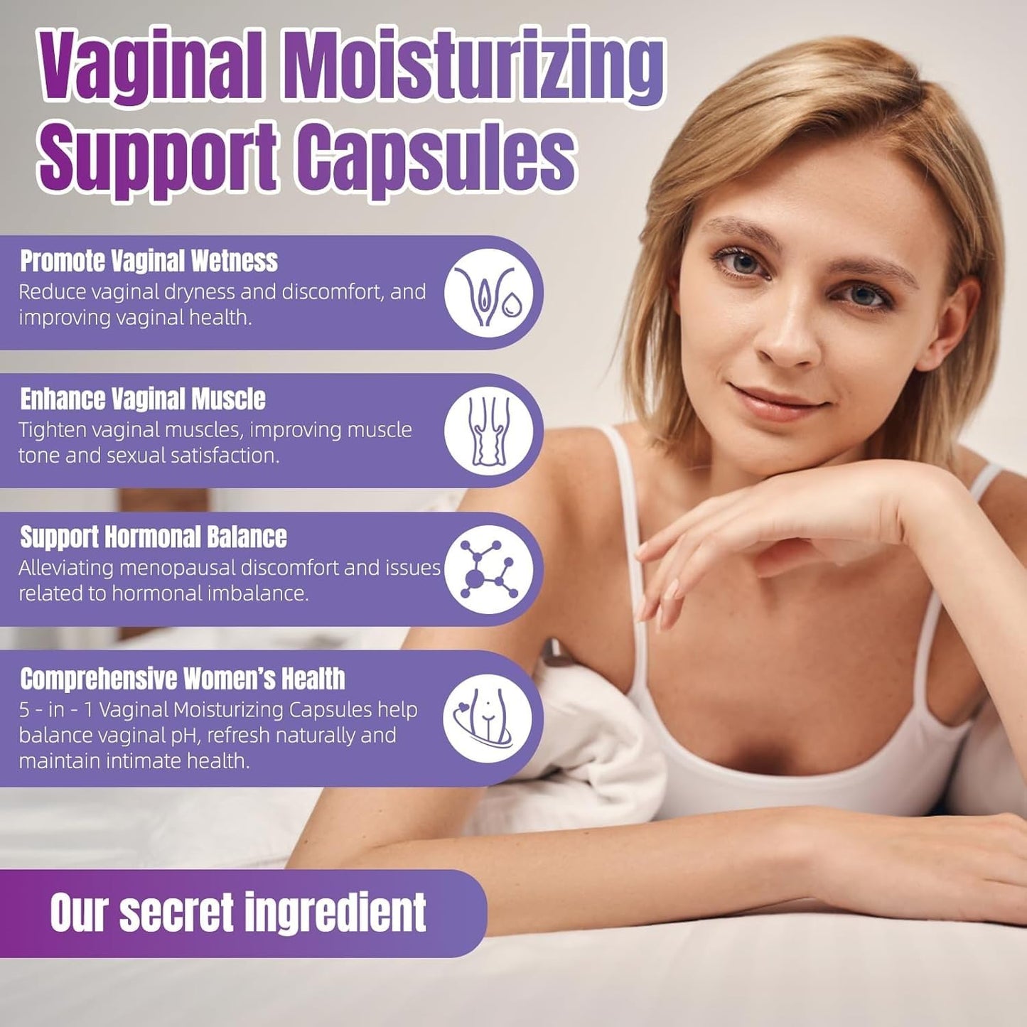 SUWENY Vaginal Moisturizer & Tightening Capsules - Kacip Fatimah 1,000mg & Manjakni 200mg for Female Intimate Health, Slippery Elm for Women - Vegan, 60 Capsules