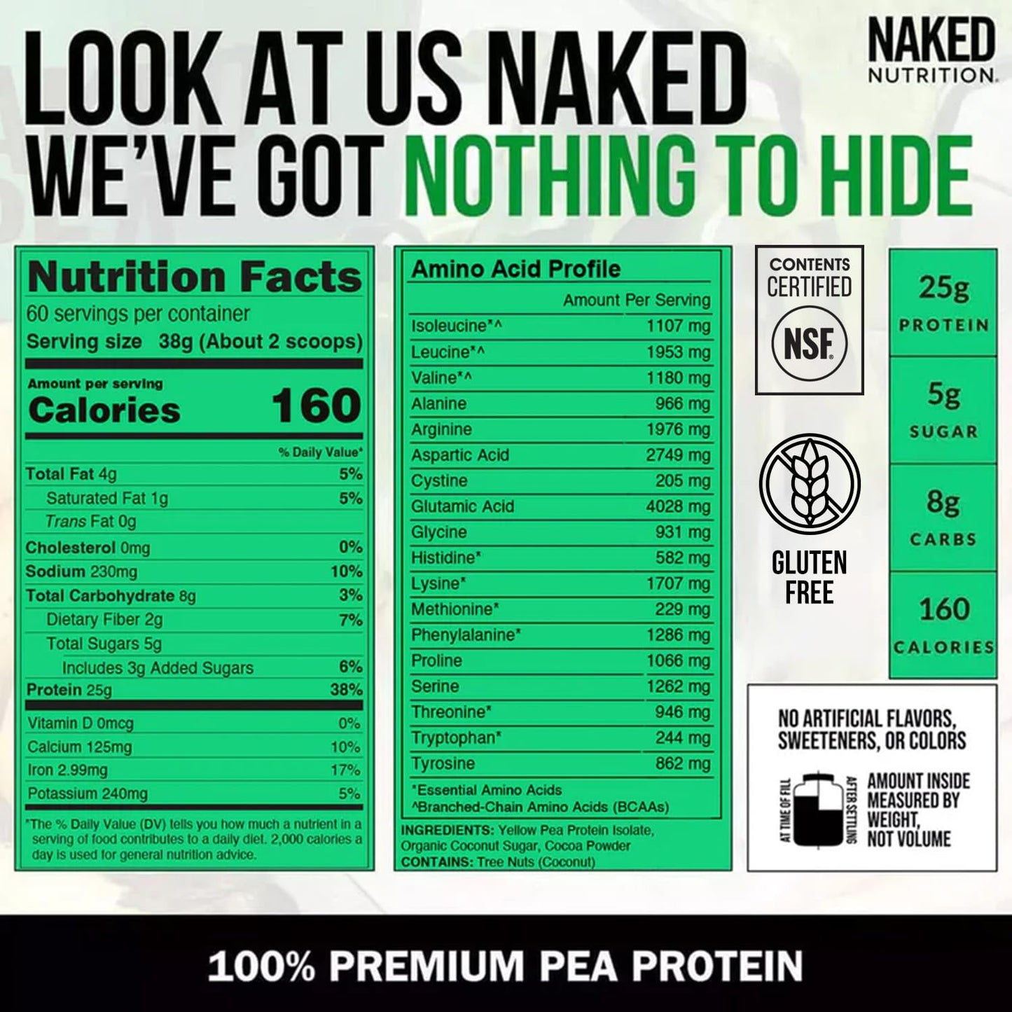 NAKED Chocolate Pea Protein Isolate Powder, 5 lb, 80 Servings