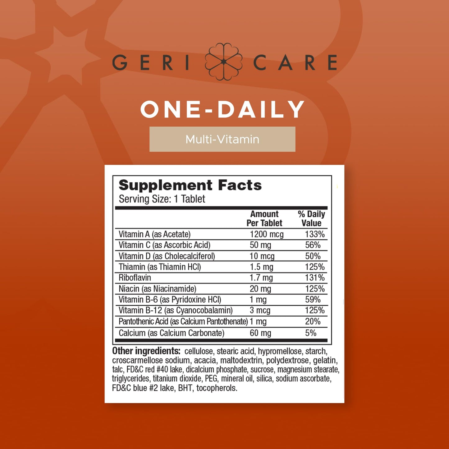 GeriCare One-Daily Multivitamin Tablets, 100 Count