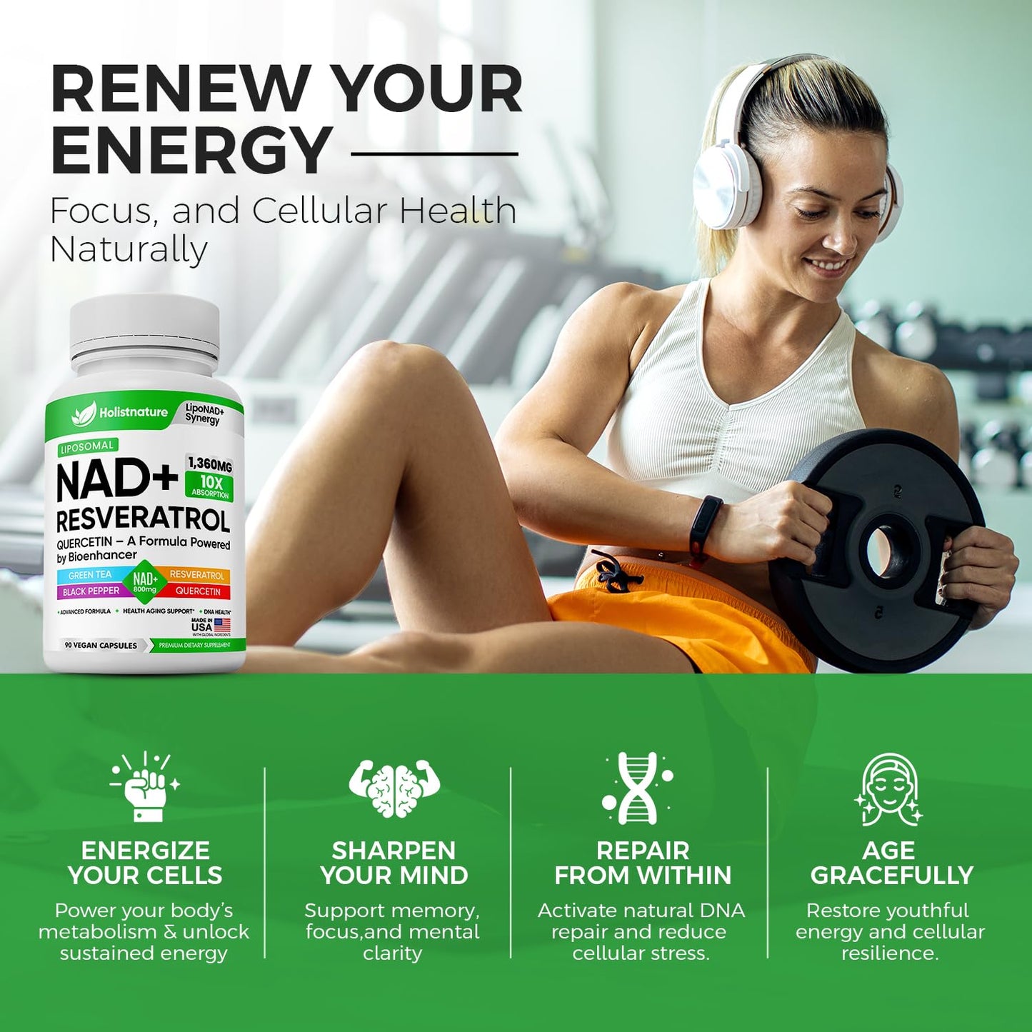 Holistnature NAD+ Supplement Capsule, 90 Capsules
