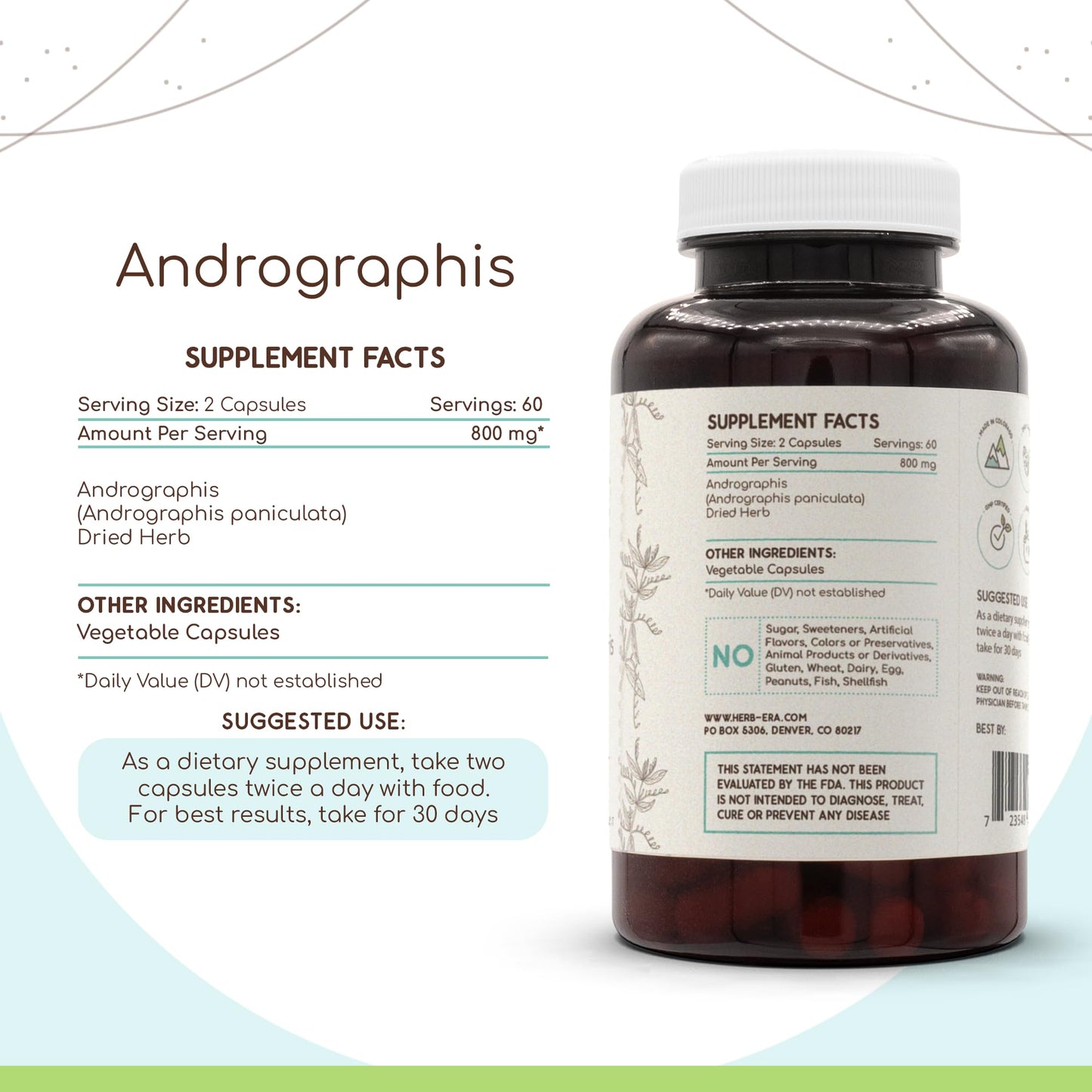 HerbEra Andrographis Capsules 120 Count