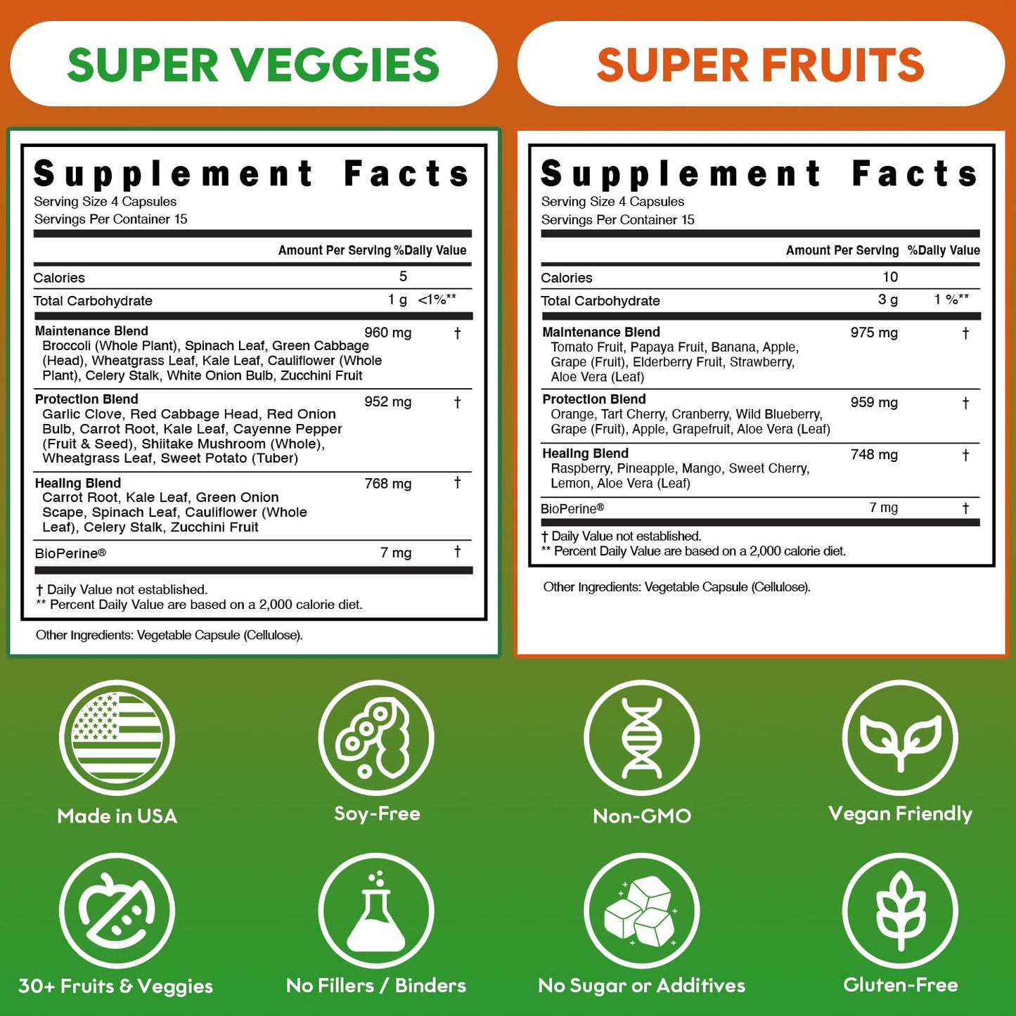 ROOTIE Fruits and Veggies Supplement Powerfull Blend of 39 Whole Fruits and Veggies Capsule 120 Capsules