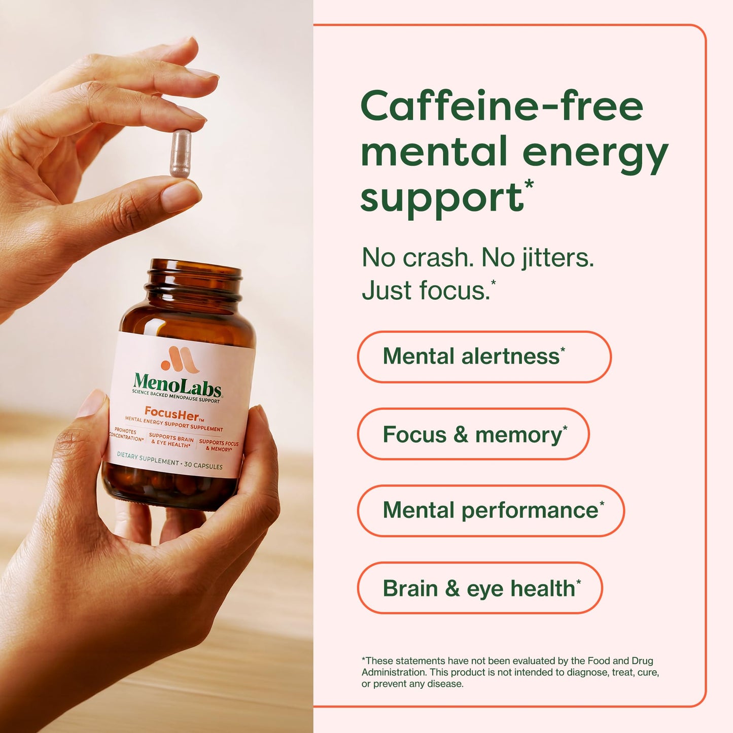 MENOLABS FocusHer Nootropic Brain Support for Women, 30 Capsules