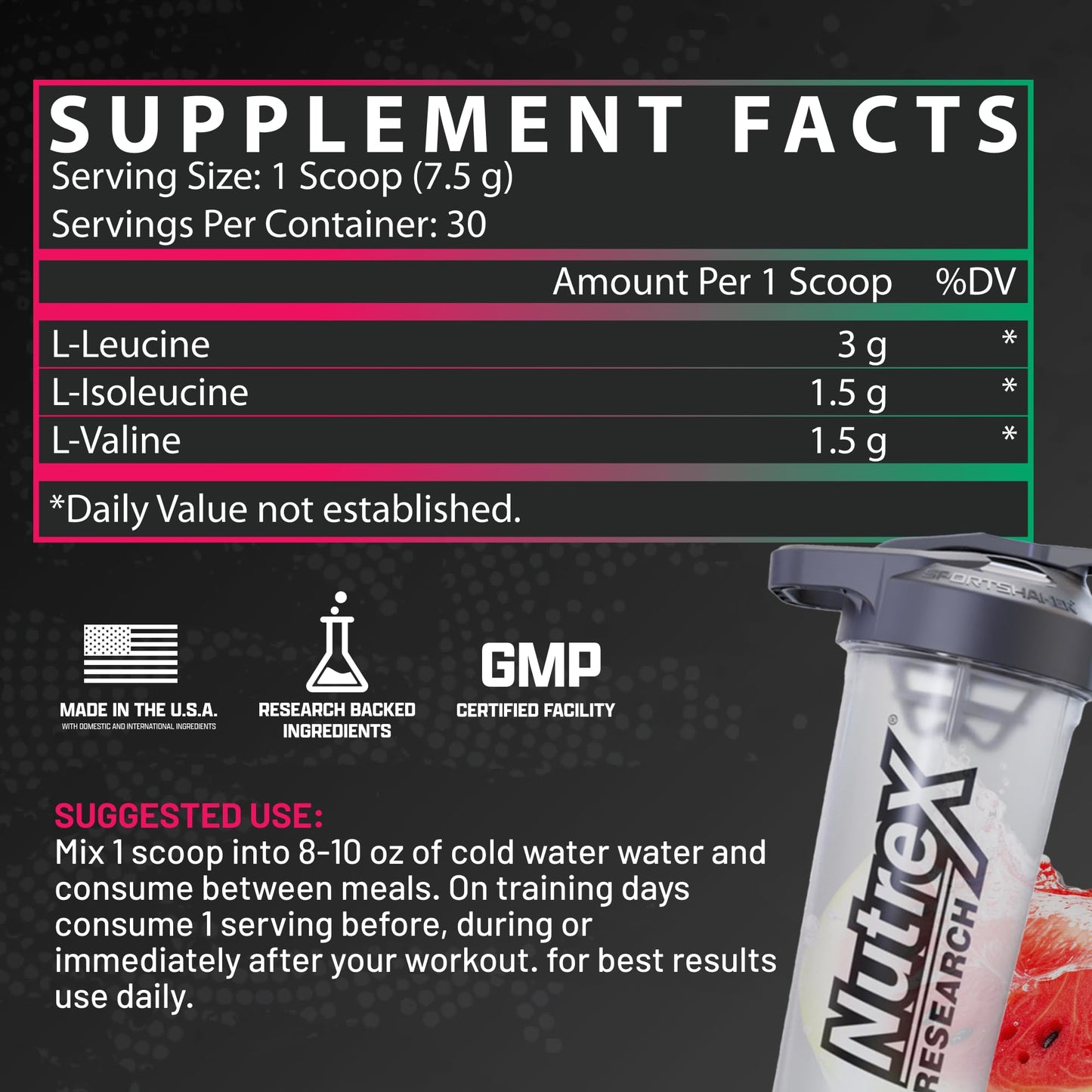 Nutrex Research BCAA Powder 6000 Amino Acids, 8 Ounce