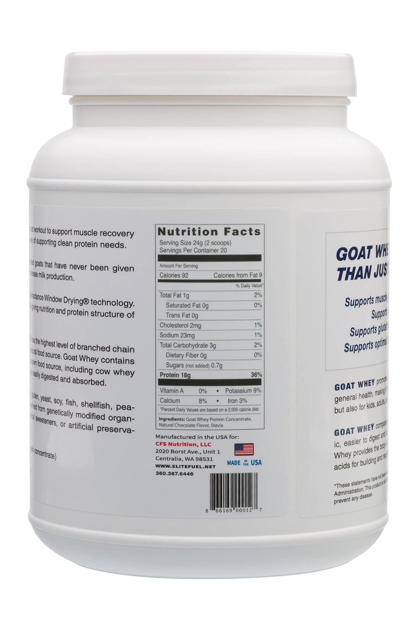 CFS Nutrition Goat Whey Protein Powder 16.9 oz