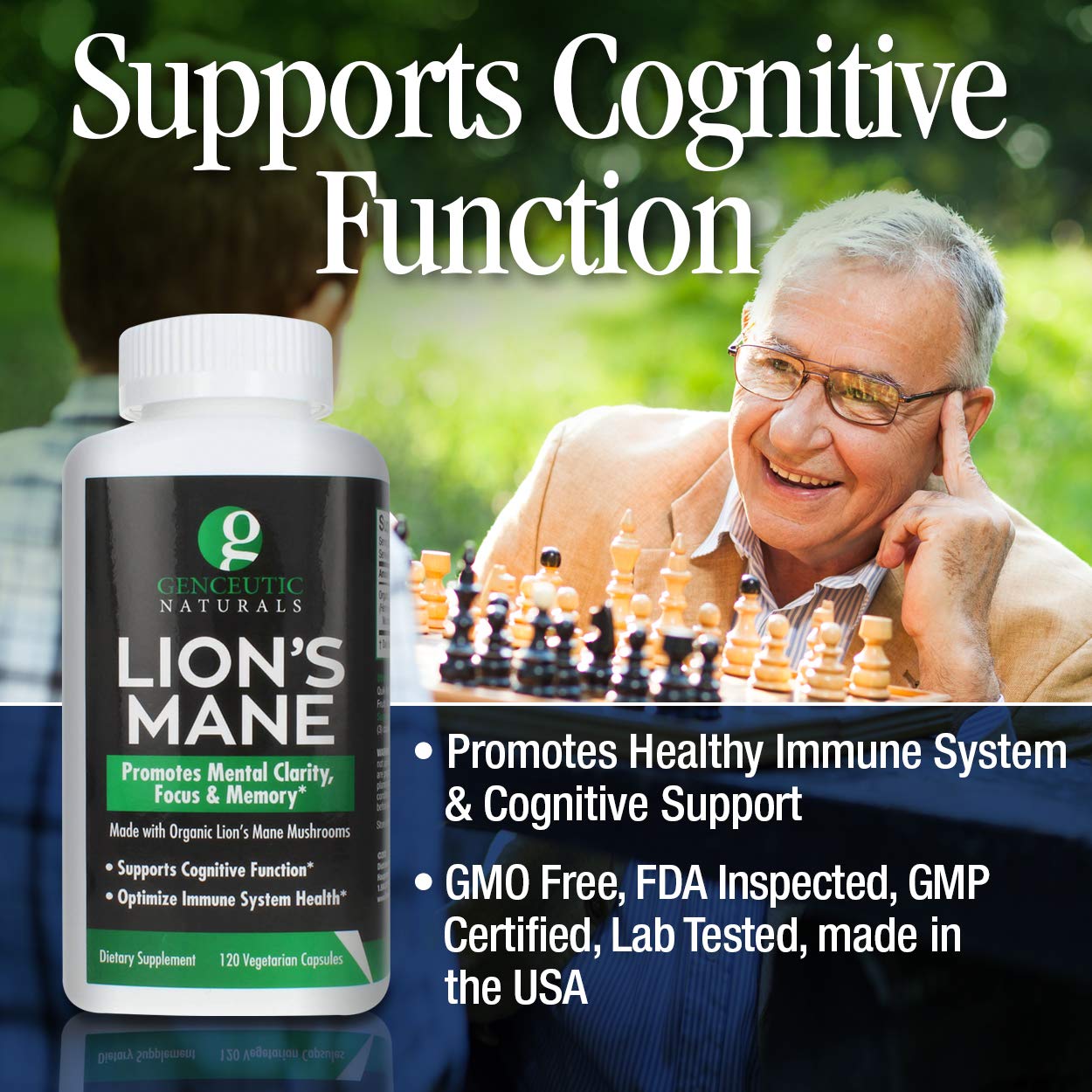 Genceutic Naturals Lion's Mane Organic Capsules 120 Count