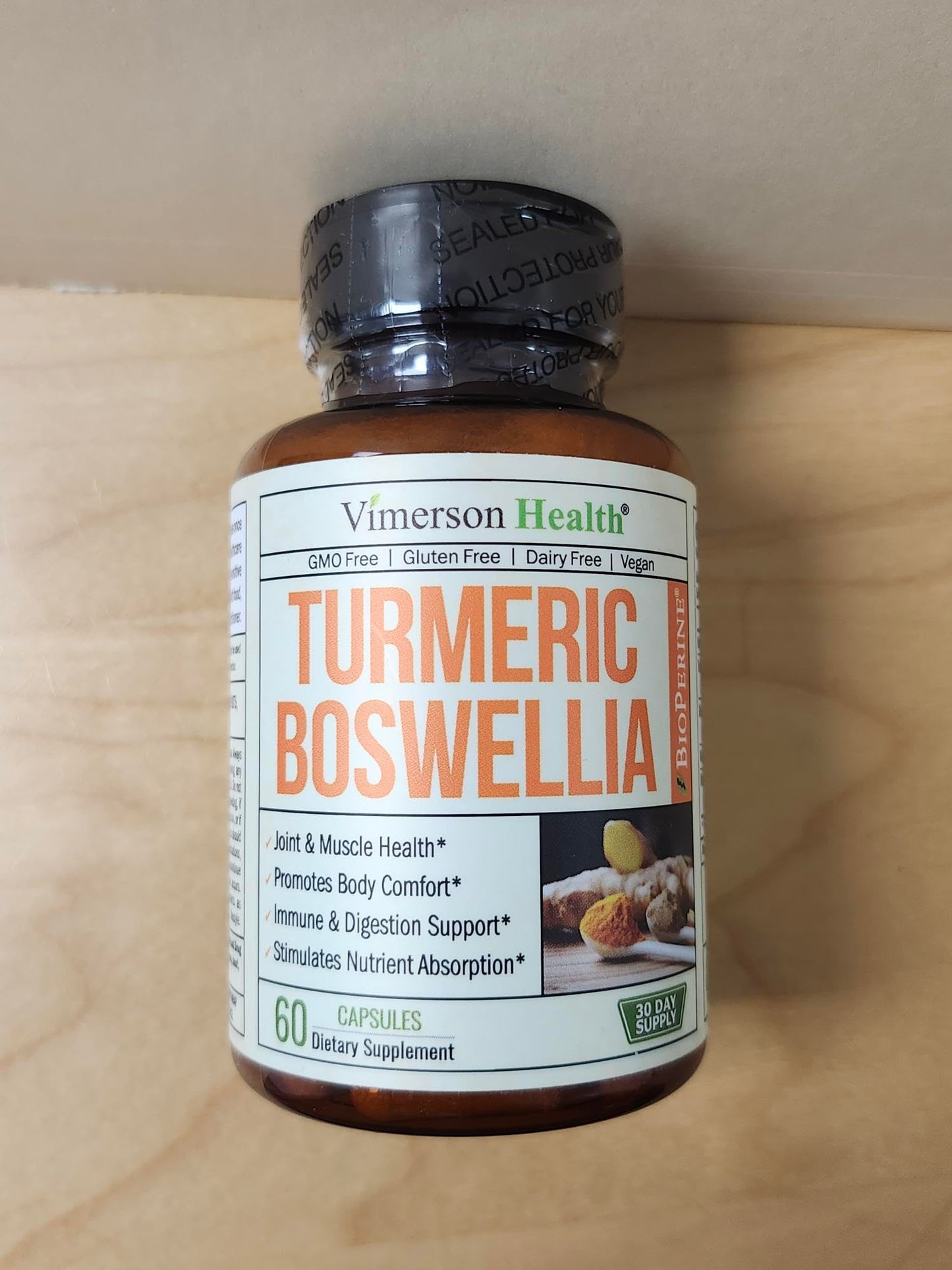 Vimerson Health Boswellia Turmeric Curcumin Supplement with Hemp Seeds & Lemon Balm Extract – Joint Health & Mobility – Black Pepper for Absorption – Natural Joint Supplement Capsule 120 Count