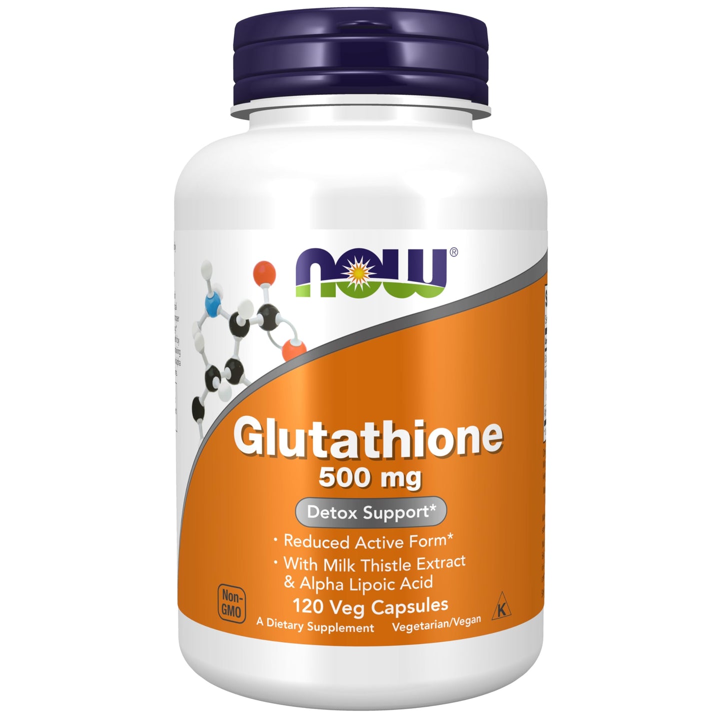 NOW Foods Glutathione 500 mg with Milk Thistle Extract & Alpha Lipoic Acid, 120 Veg Capsules