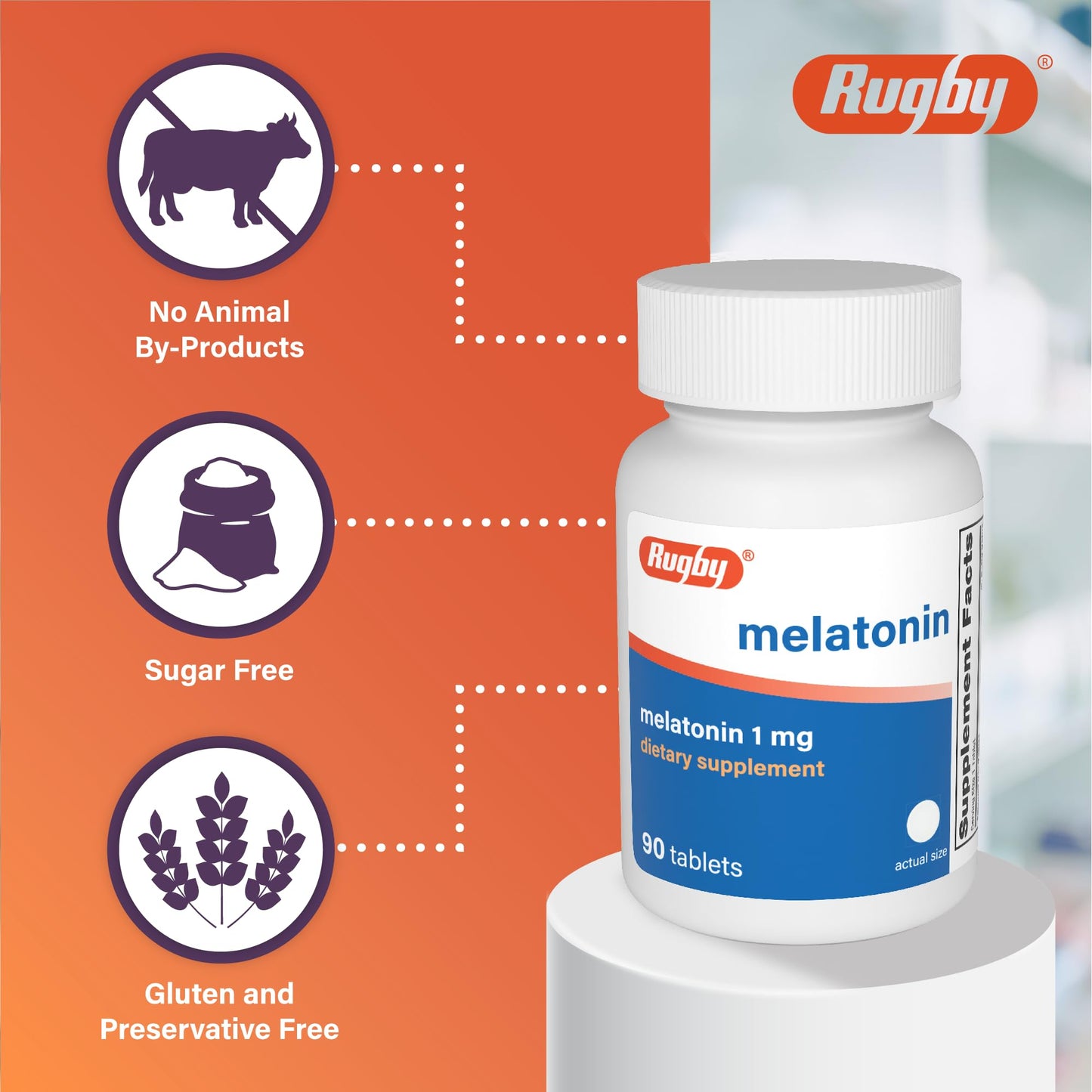 Rugby Laboratories Melatonin 1mg Tablet 90 Count