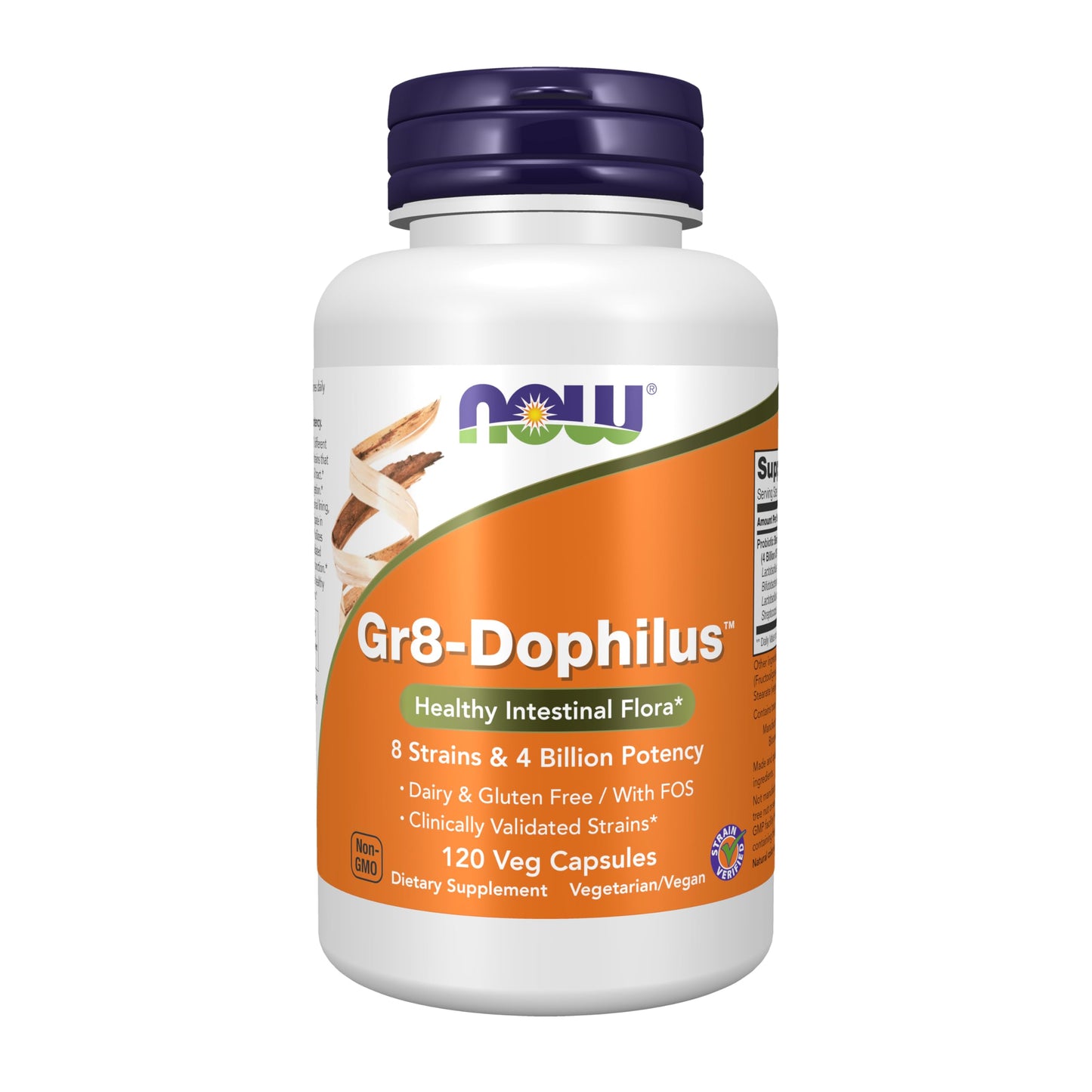 NOW Foods Gr8-Dophilus with 8 Strains & 4 Billion Potency, Shelf Stable, 120 Capsules