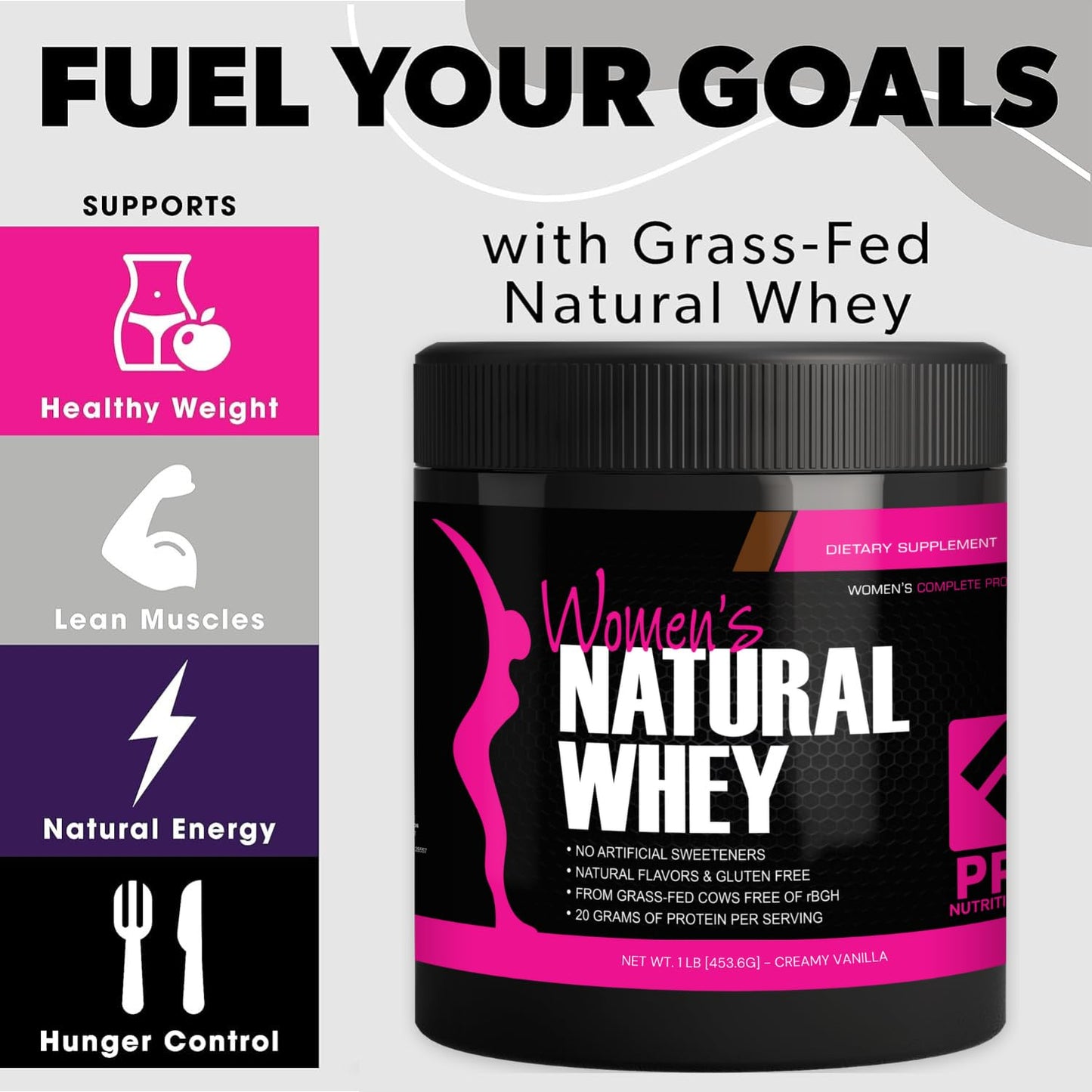 PRO NUTRITION LABS Her Natural Whey Protein Powder Creamy Vanilla, 16 Servings