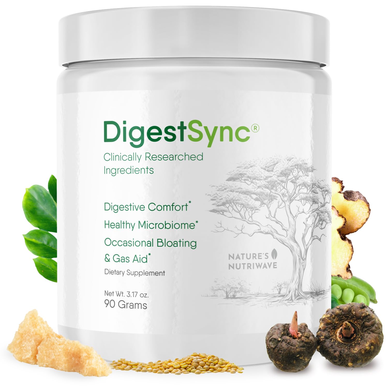 Nature’s NutriWave DigestSync Digestion Supplement for Gut Health Powder 3.17 oz