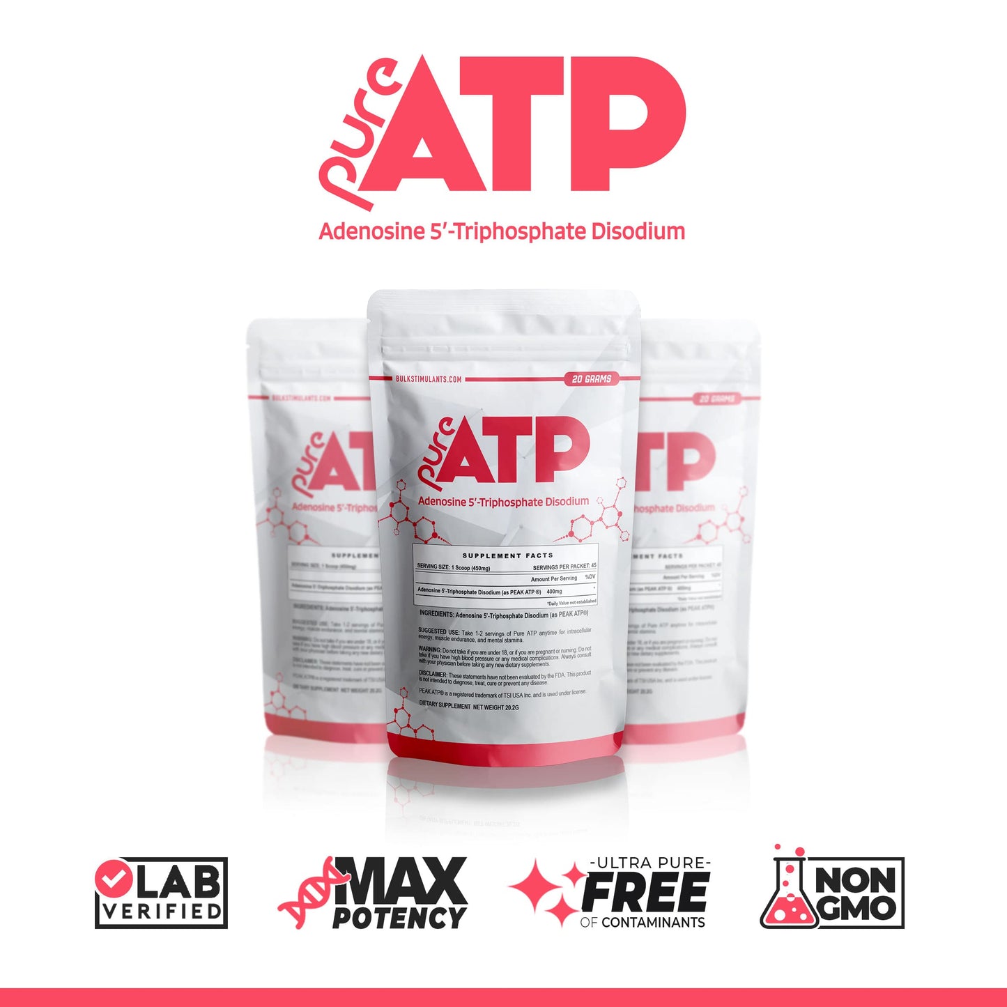 BulkStimulants.com Pure ATP Adenosine Triphosphate Powder, 0.7 Ounce