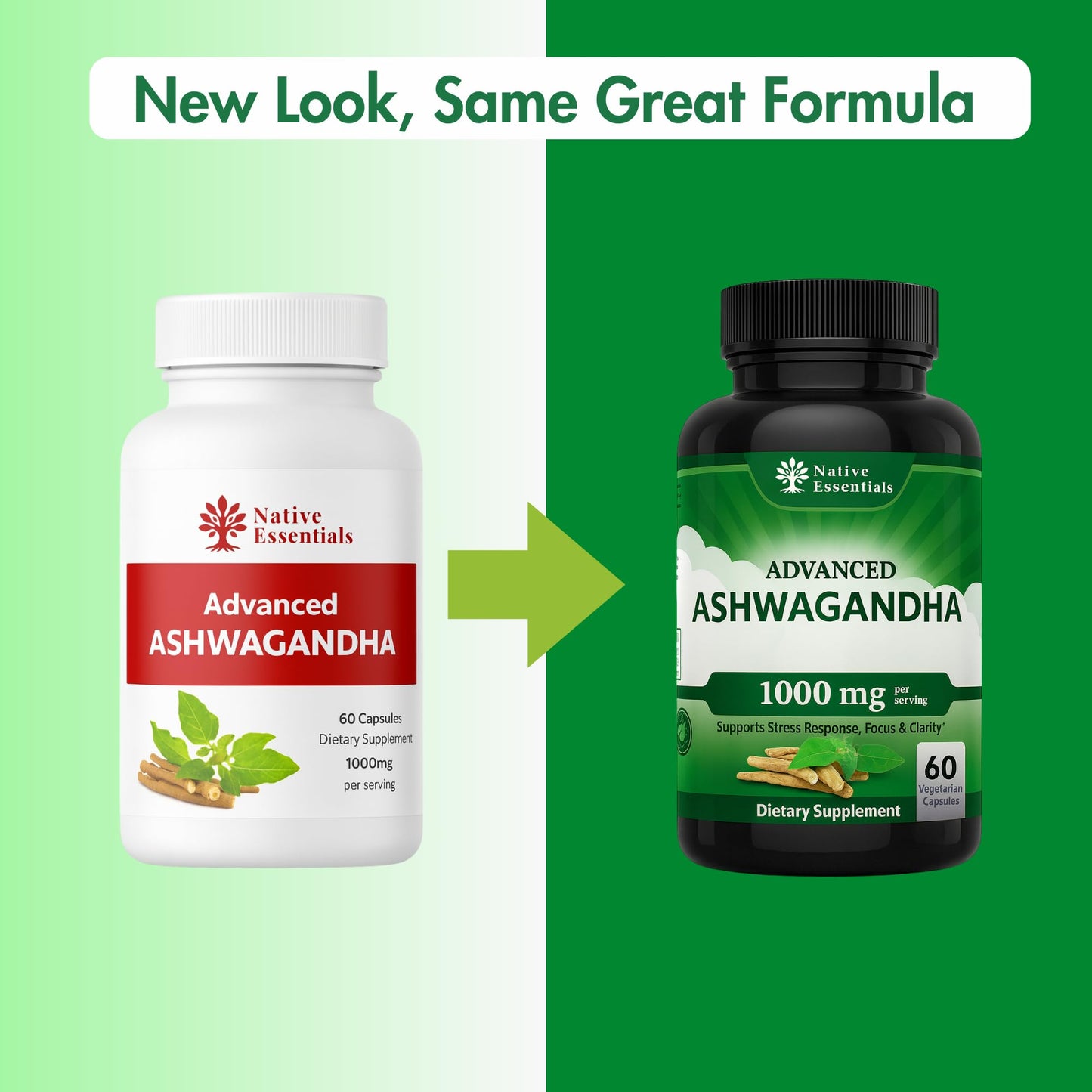 Native Essentials Ashwagandha 1000mg - Balance Energy Focus Support, 1 Capsule