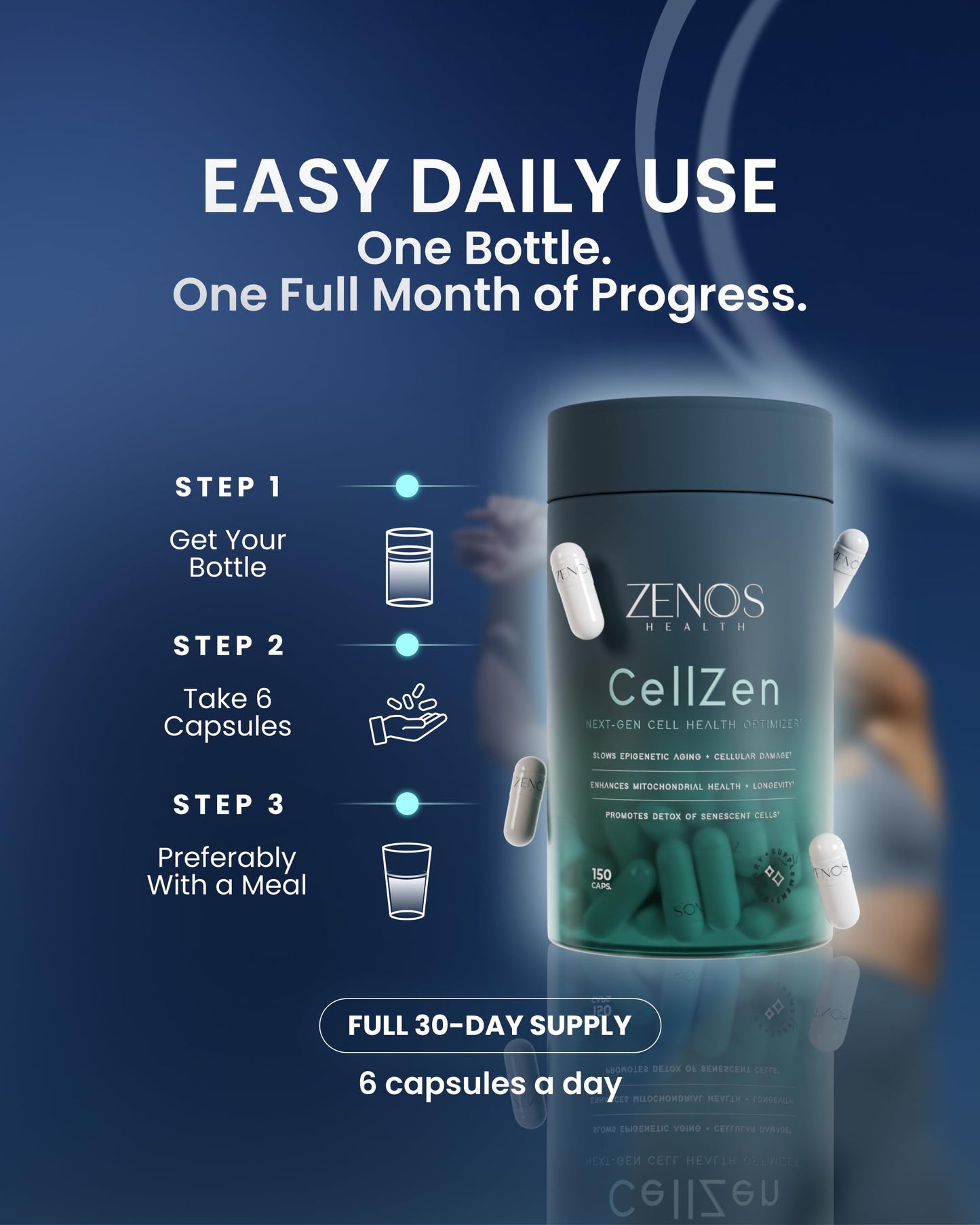 Zenos Health CellZen NAC 1000mg N-Acetyl Cysteine Supplement, 150 Capsules